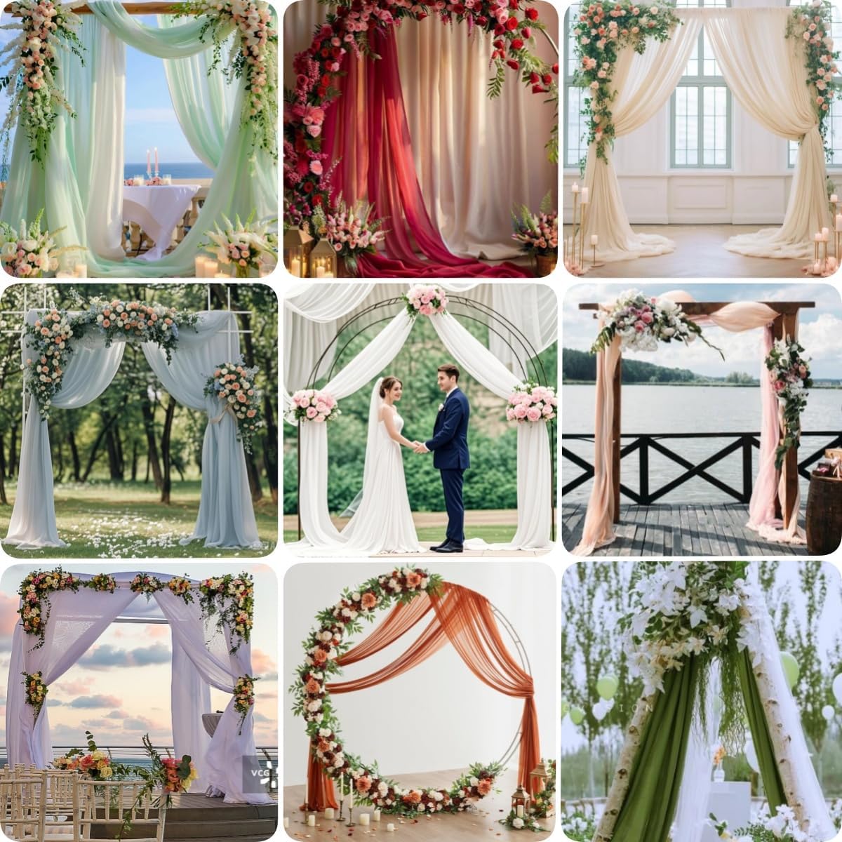 Fall Nude Wedding Arch Draping Fabric 1 Panel 29" × 20FT Sheer Drapes Outdoor Curtain for Wedding Ceremony Baby Bridal Shower Arch Ceiling Backdrop Decor