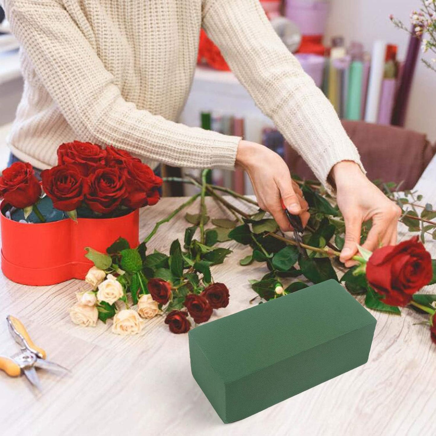 CCINEE Floral Foam Bricks,Florist Foam Green Wet Blocks Supplies for Flower Arrangement DIY Craft,Pack of 10