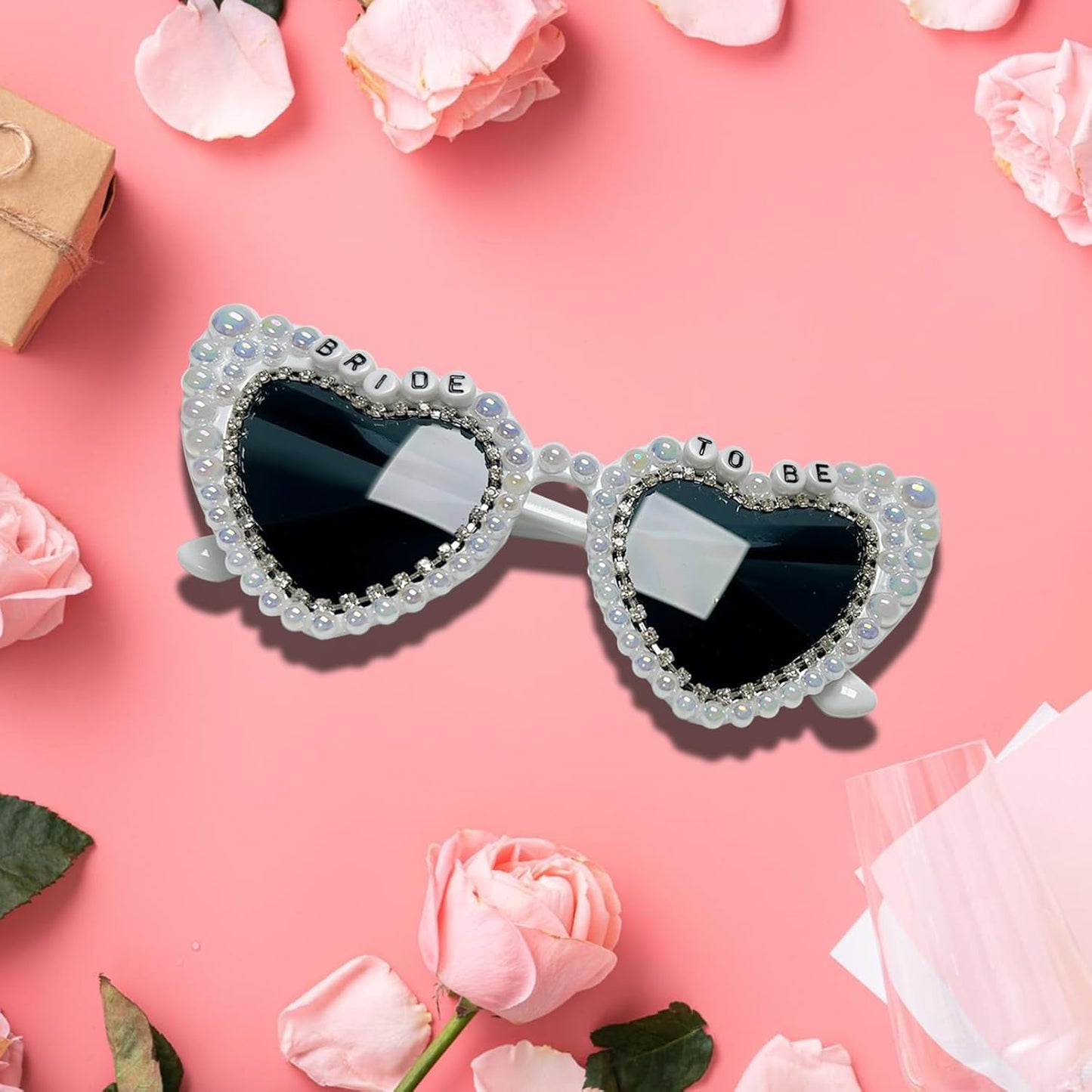 Bride Sunglasses for Bachelorette Party - Bride To Be White Heart Glasses for Bachelorette Party Favors Accessories Gifts Decor