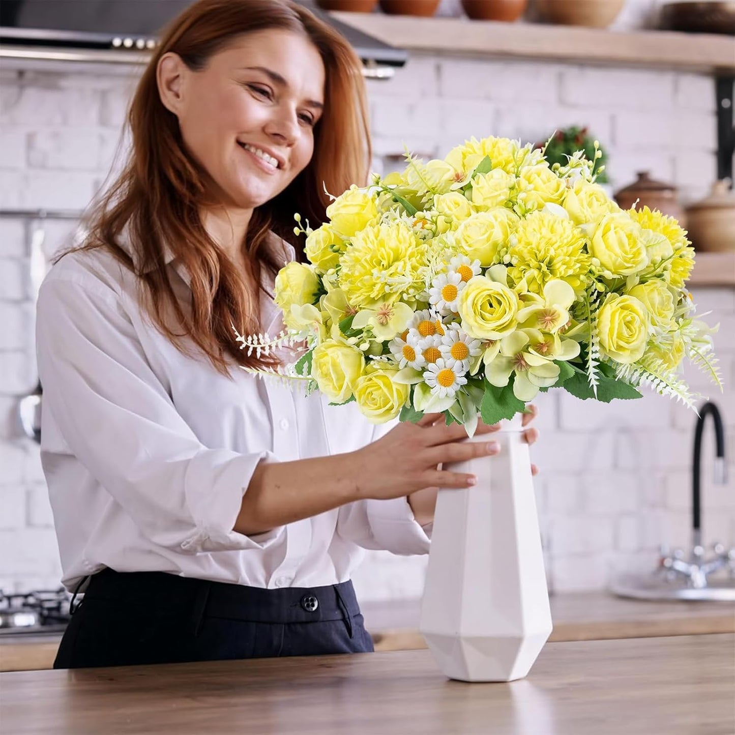 12 Packs Peonies Artificial Flowers,Silk Artificial Peonies Flowers Fake Peony Faux Floral Arrangements Bouquet for Centerpiece Table Wedding Party Home Decor Green