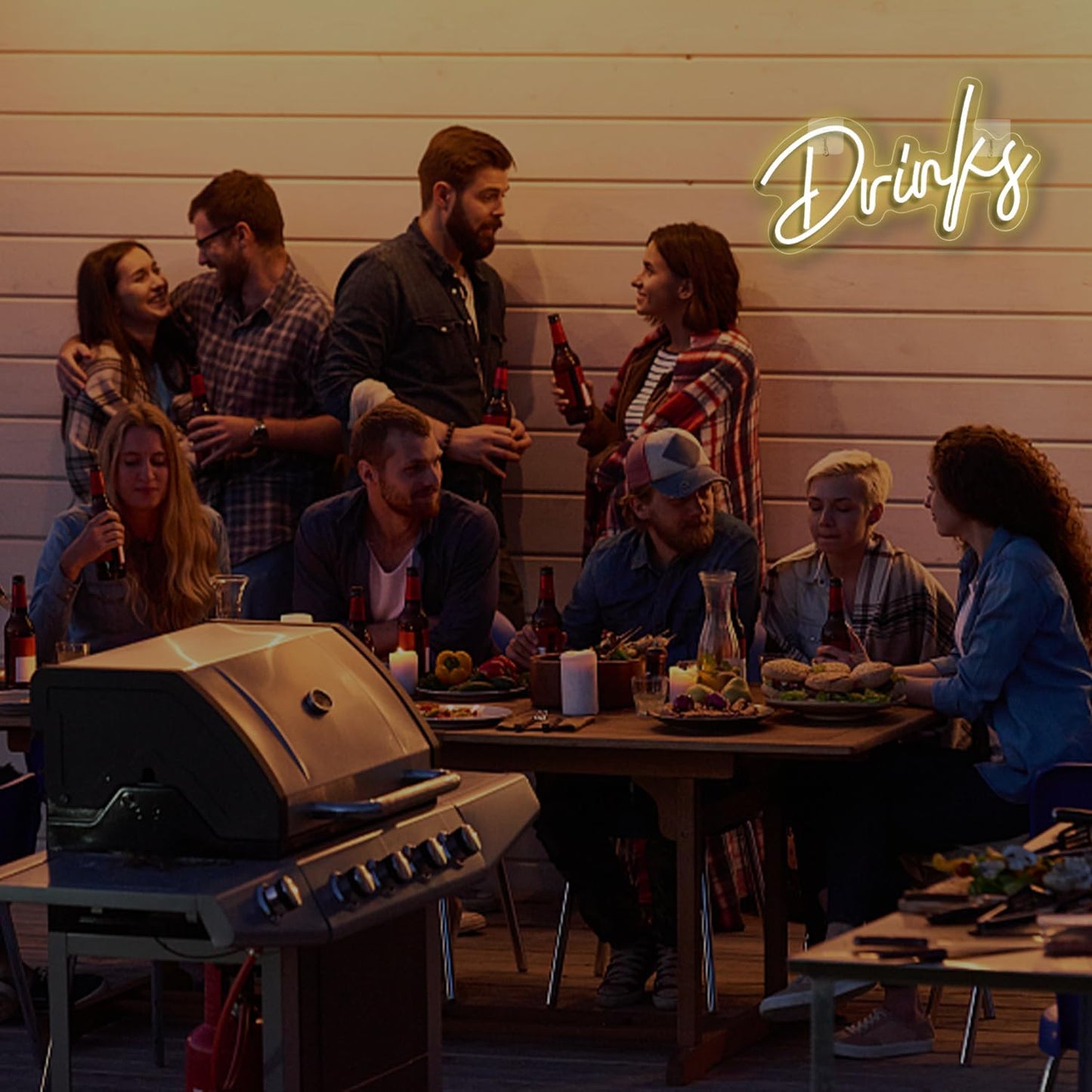 Looklight Drinks Neon Sign,Letters Bar Neon Light,Led Neon Signs for Wall Decor,Warm White Neon Light Sign,USB Light Up Sign for Kitchen Restaurant Bar Cart Accessories Christmas