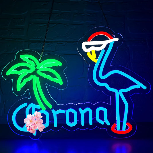 Coron Beer Neon Sign for Wall Decor Bar Signs for Home Bar Lights Beer led Sign for man Bedroom Light Up Palm Tree Wall Decor for Men Birthday Party Coors light Gifts for men Size12.2 * 15.7inches