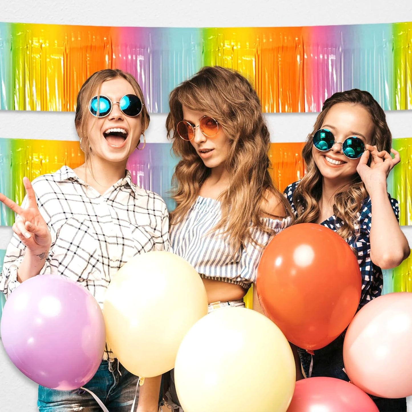 3 Pack 10 Long Rainbow Metallic Foil Fringe Garland Wall Hanging Tassle Banner,Bridal Shower,Christmas Party,Parade Floats, BirthdayParty Decoration,Theme Party,All Saints'Day