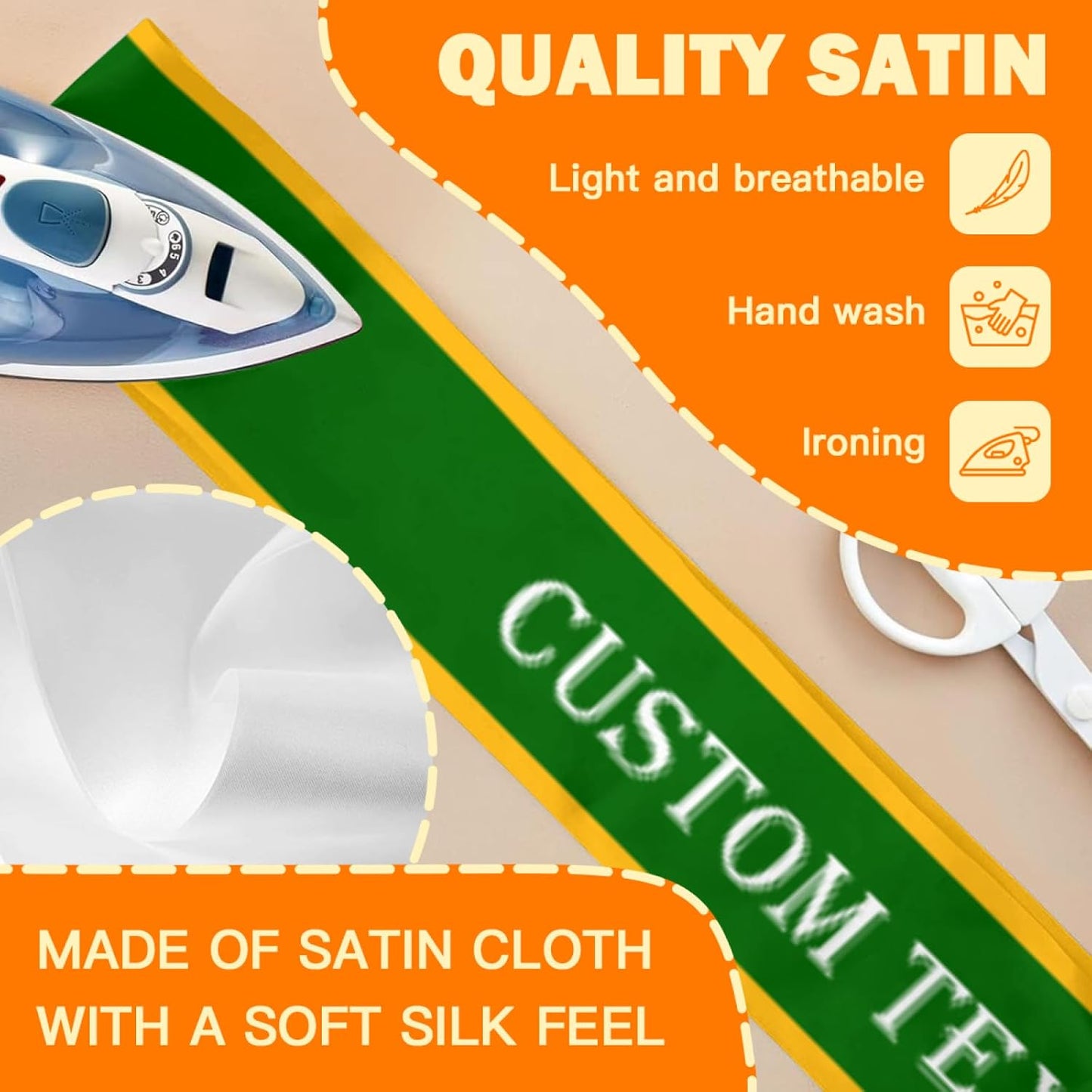 Custom Sash,Personalized Birthday Sash with Text Photo,Customized Bachelorette Sash Quote Sash Bride to Be Sash Color Optional (With decorative edge, Green)