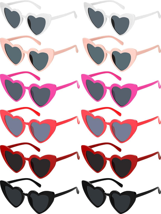 Flutesan 12 Pack Bachelorette Sunglasses Bride Bridesmaid Heart Shaped Sunglasses Women Eyeglasses for Party