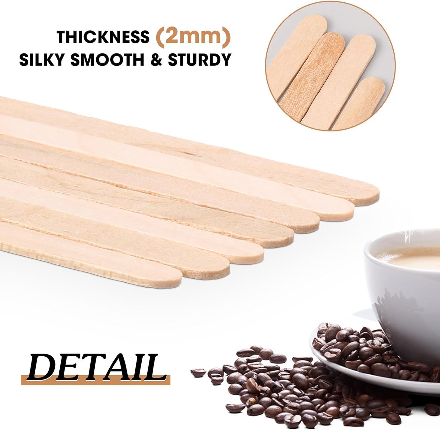 Meanplan 5000 Pcs Wooden Coffee Stirrers Disposable Stir Sticks Birch Wood Coffee Stirring Sticks Bar Long Cocktail Drink Stirrers with Round Ends for Hot Chocolate Tea Beverages (7 Inch)