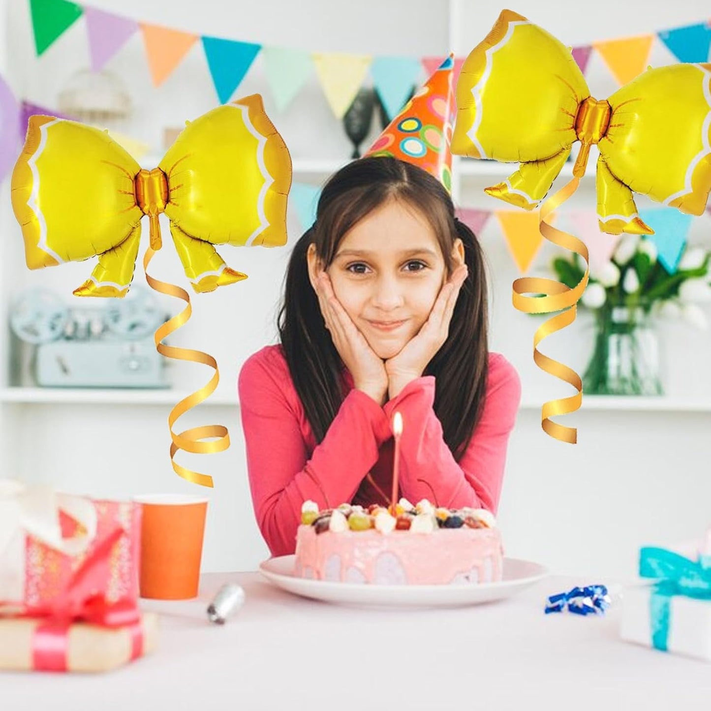 36 Inches Bow Foil Balloon Huge Bowtie Pink Balloon for Baby Shower, Wedding, Kids Theme Party Decoration (Yellow)