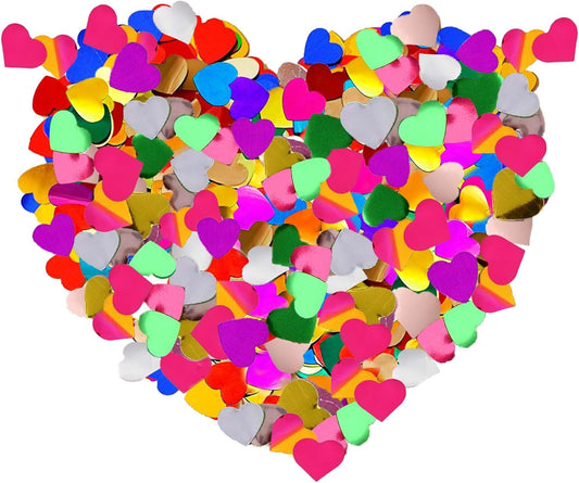 Rainbow Heart Metallic Foil Confetti 8000 Pcs Shiny Heart Table Confetti for Fill Balloon Wedding Graduation Party Decorations,60g of Pack