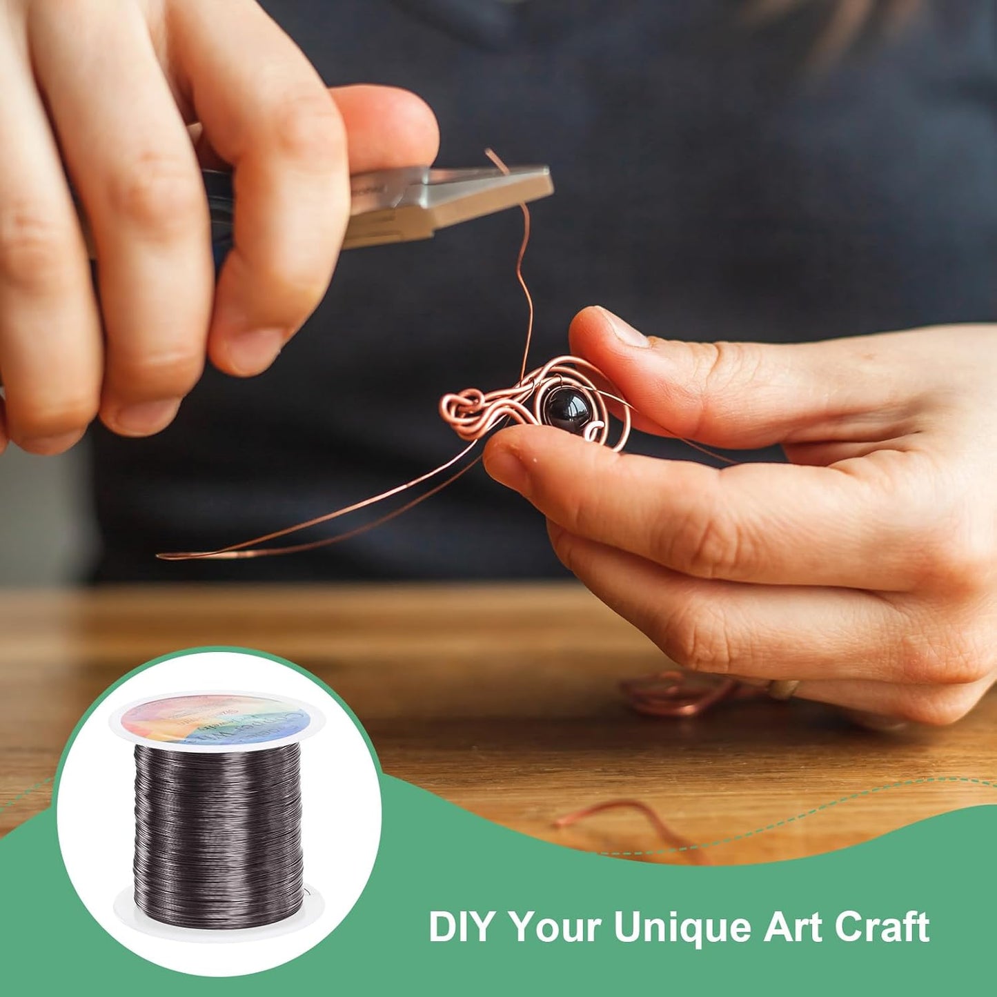 0.3mm Jewelry Wire, 28 Gauge 328FT Craft Wire Copper Beading Wire for Jewelry Making/Planting/Weaving/DIY Crafting, Soft Metal Wires [100M, Metallic Black]