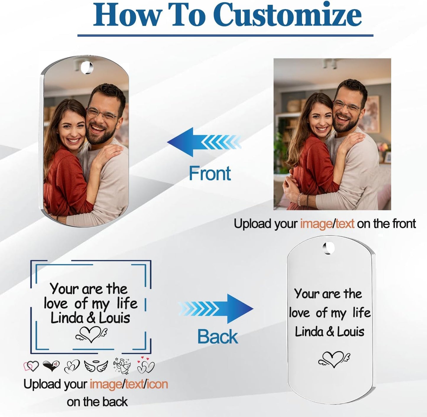 Custom Keychain with Picture, Personalized Keychain with Engraved Photo/Text, Gifts for Family and Friends