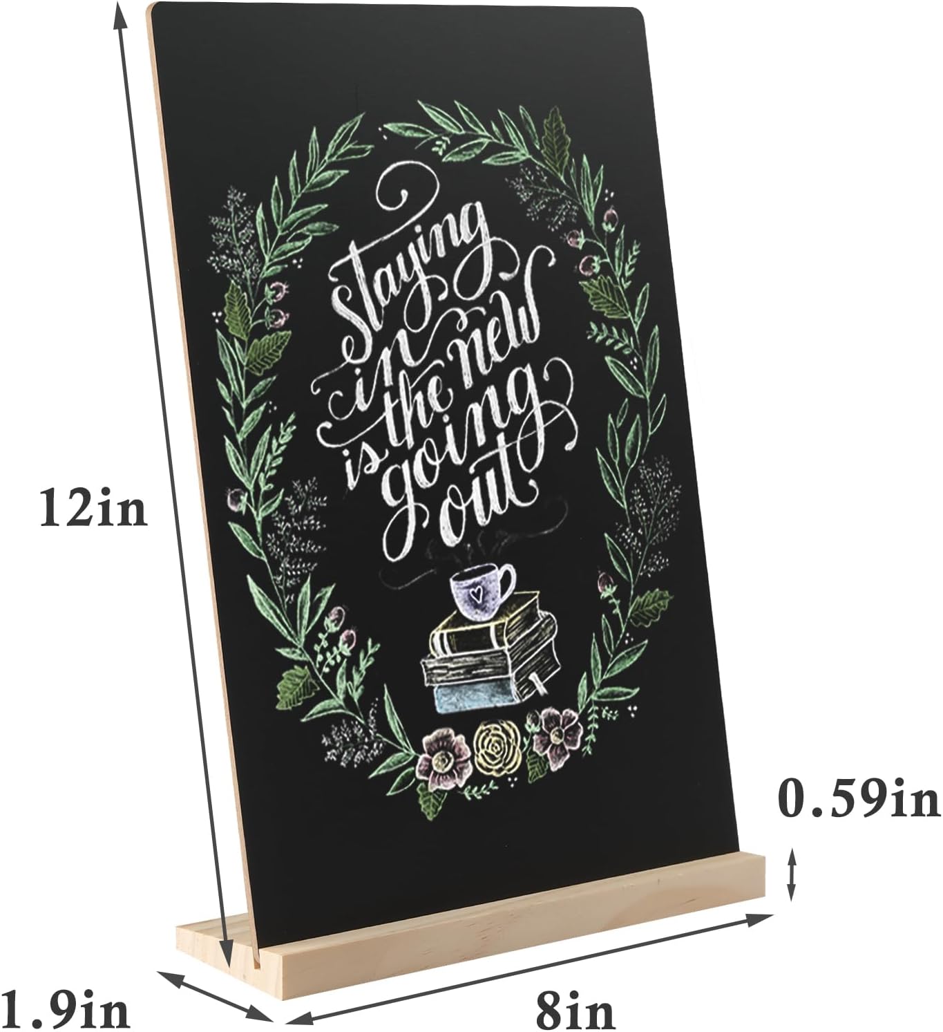 Double-Sided Small Chalkboard Signs (8 x 12 Inch) - Set of 3 with Stand & 7 Liquid Chalk Markers | Vintage Decorative Mini Tabletop Message Boards for Home & Events