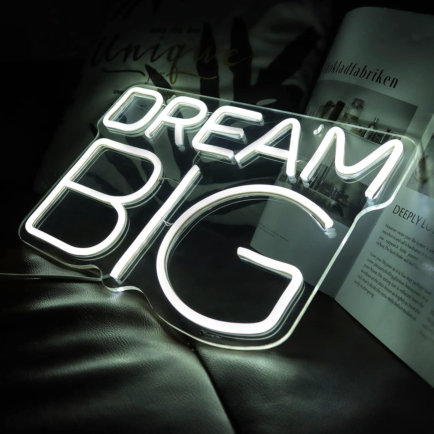 Dream-Big Neon Sign For Wall Decor In Bedroom or Bar,Dream Led Neon Sign For Birthday Gifts,Festivals Decoration,Party Sign Hang on Wall 15 * 9.8inches
