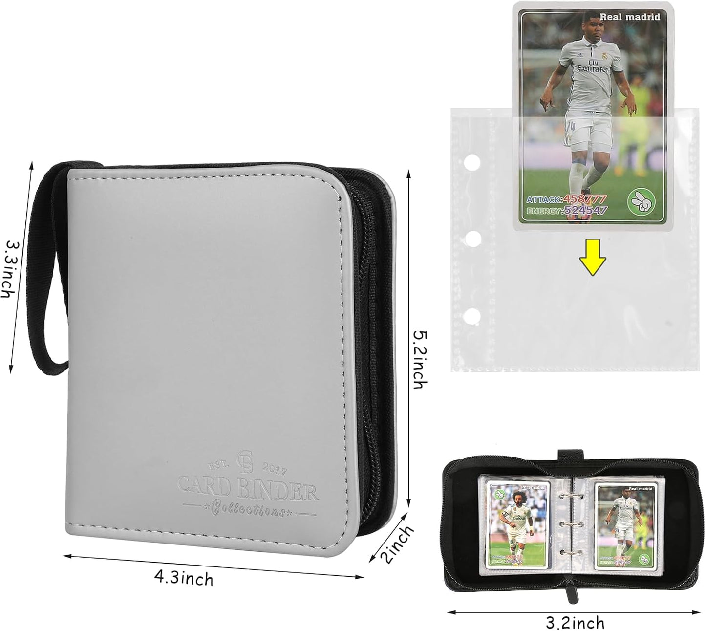 Trading Card Binder, Card Collection Binder Album Folder with 80 Side Loading Pockets, 1 Pocket Trading Card Album Folder for TGC,MTG, Baseball Cards, Yugioh