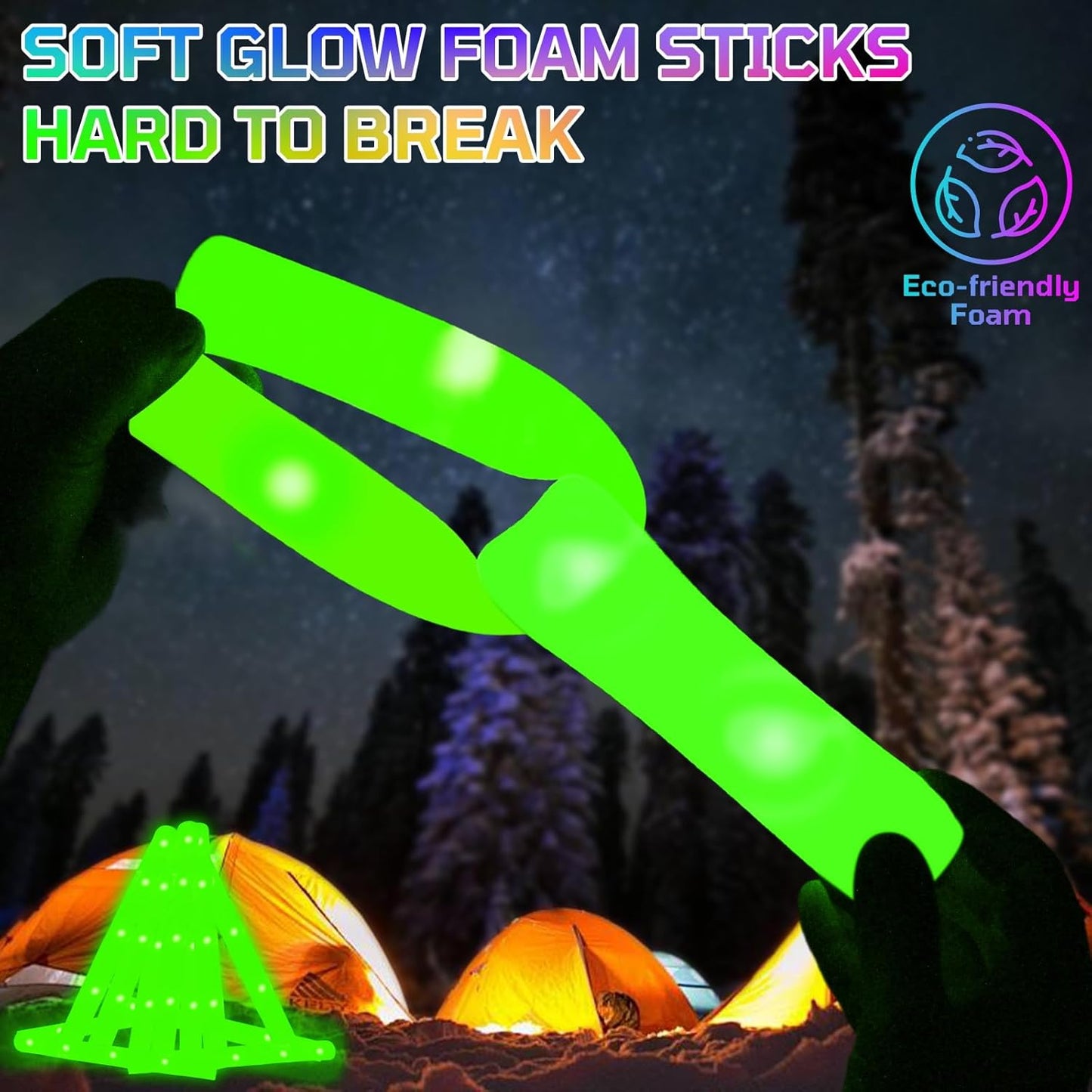 Foam Glow Sticks Bulk, 30 PCS Green Light Up Foam Sticks 3 Modes, Glow Party Supplies for Wedding,Raves, Carnival, Concert, 4th of July, Halloween, Christmas, New Year