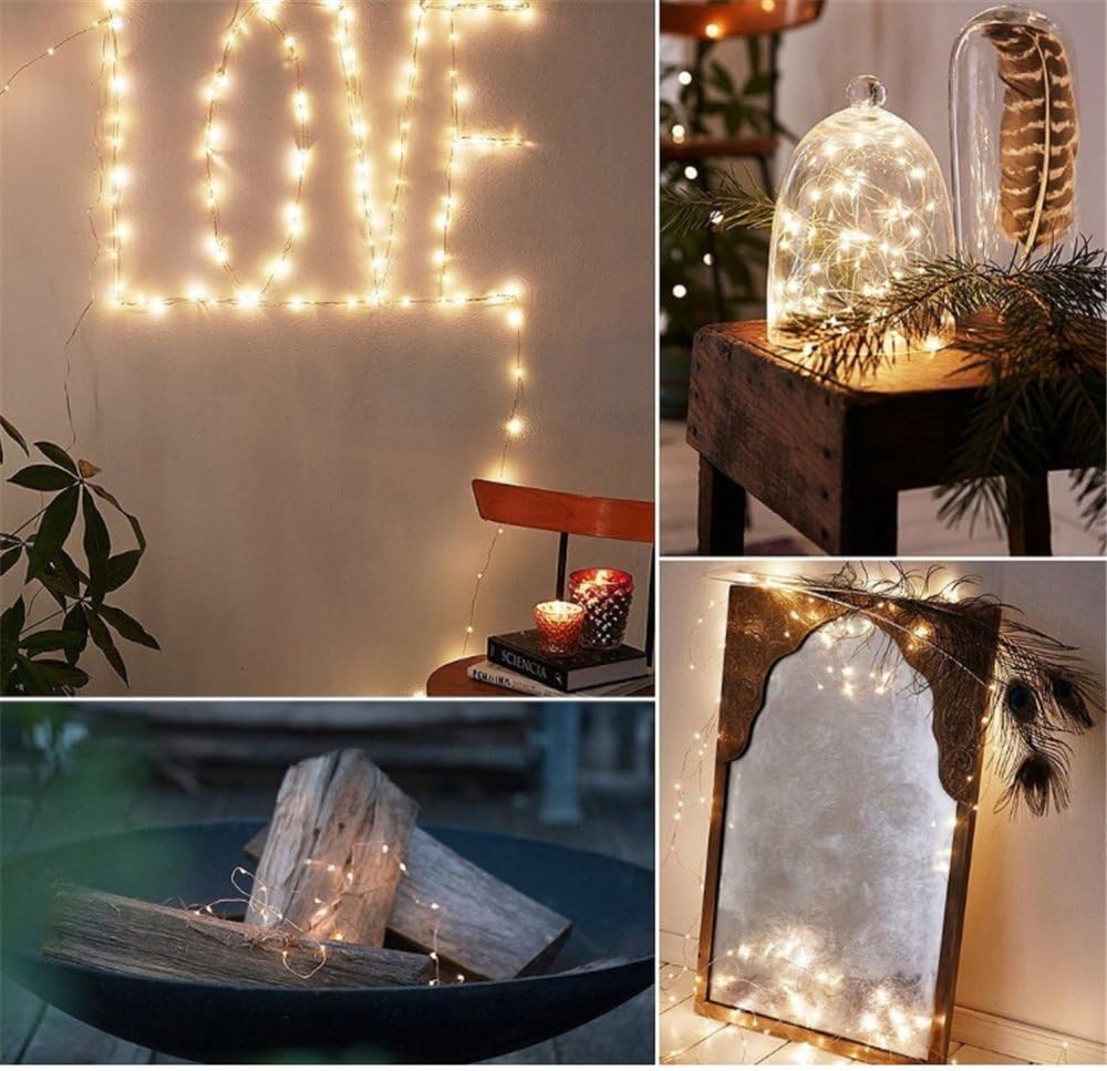 ANJAYLIA 2 Pack Fairy Lights 16.4ft 50 LED String Lights Battery Operated Mini Firefly Starry Lights for Wedding, Bedroom, Party, Christmas, Warm White