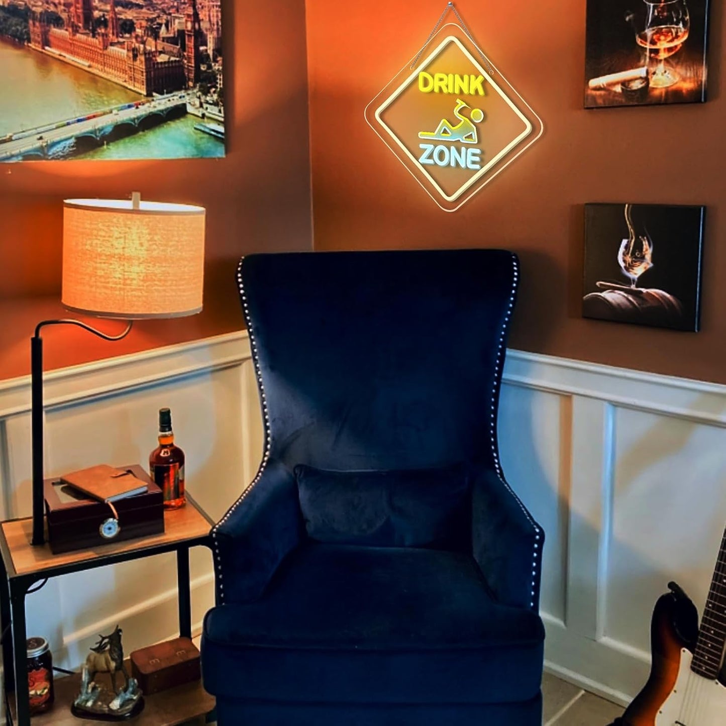 Looklight Drink Zone Neon Sign Dimmale Neon Signs For Wall Decor Led Lights For Bar Man Cave Club Party Bedrooom Decoration USB Powered 12.6x12.6in