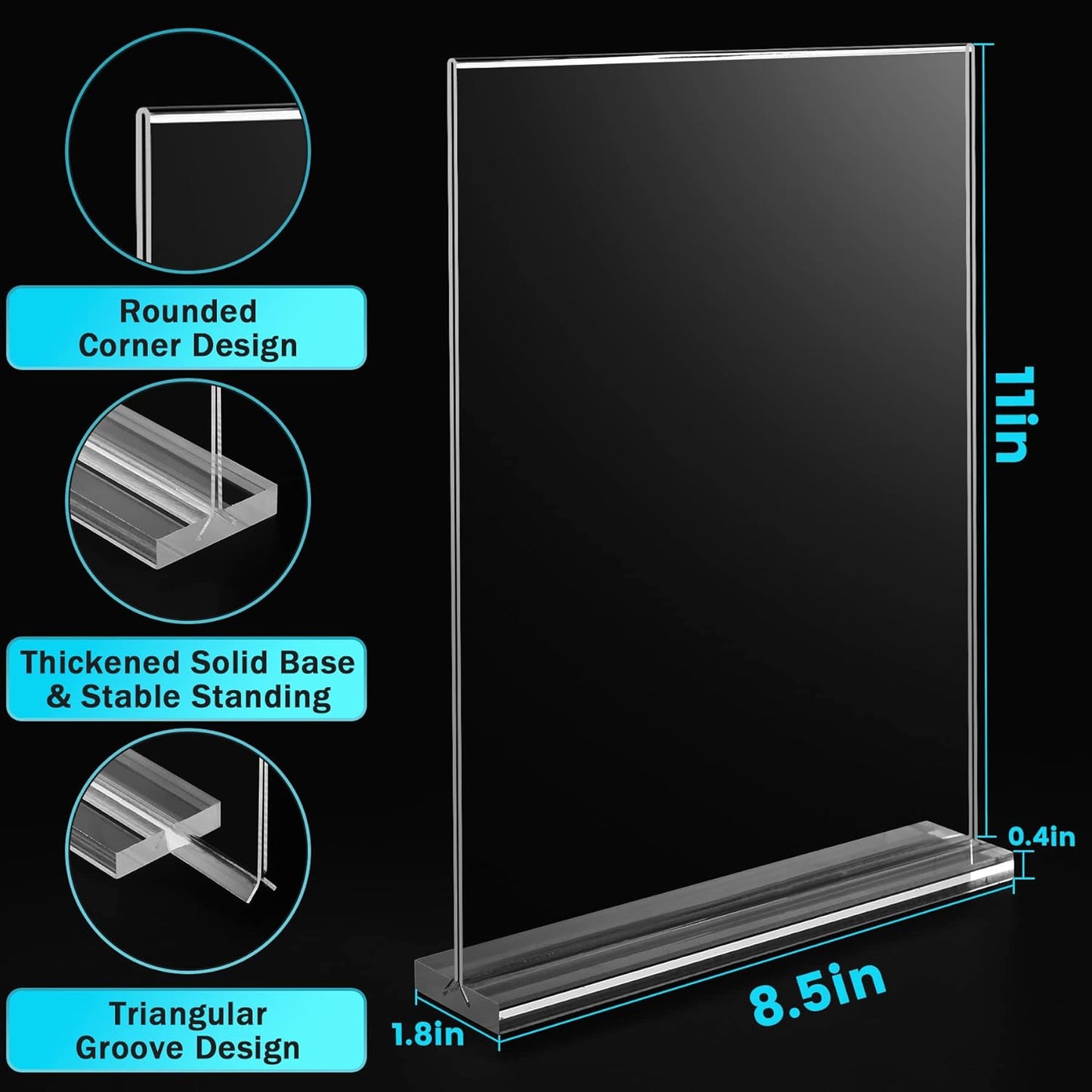 8 Pack Acrylic Sign Holder 8.5 x 11 Vertical, Clear T Shape Table Menu Display Stand, Multi-function Plastic Double-Sided Paper Picture Frames Flyer Document Holder for Displaying