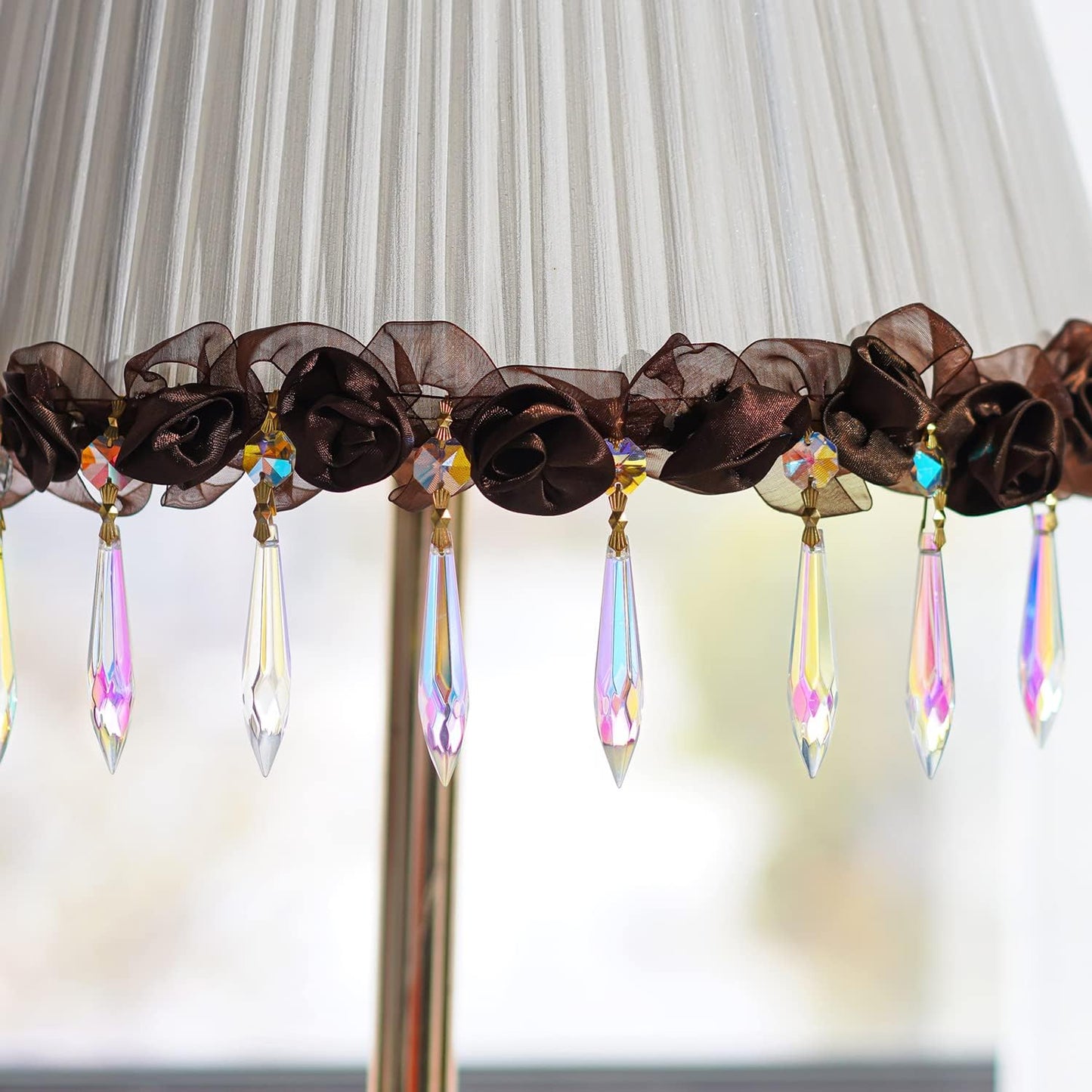 20pcs Large Colorful Crystal Prisms for Chandeliers Suncatchers, 63mm Crystal Icicle U-Drop Prisms Lamp Parts with Metal Bow Clips