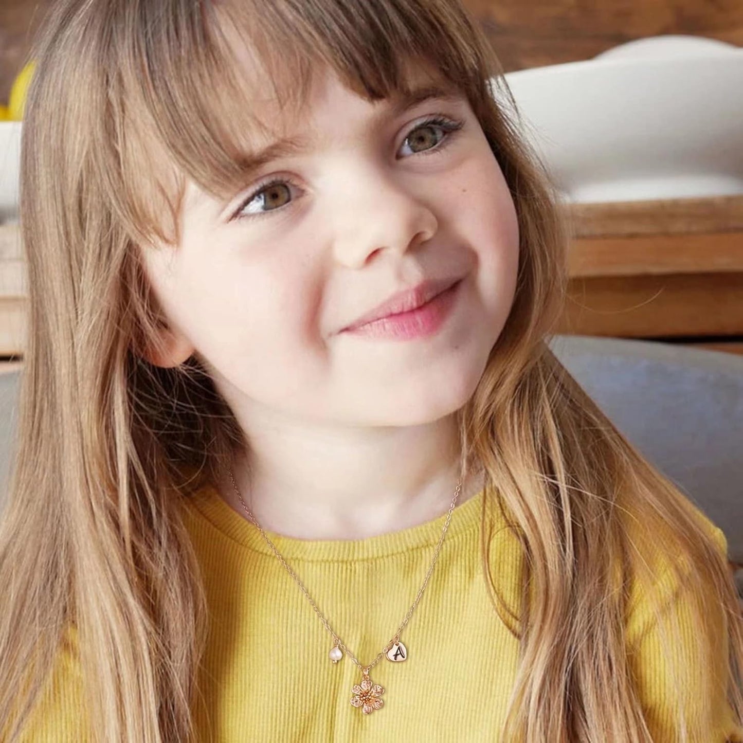 IEFLIFE Flower Girl Gifts - 14K-Gold-Plated Heart Initial Necklace Wedding Gift for Girls