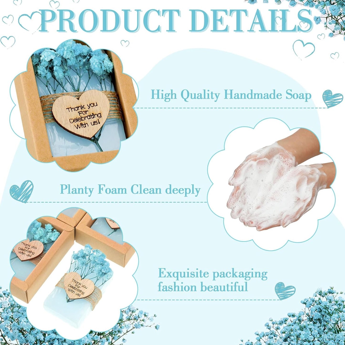 Demissle 30 Pcs Mini Scented Soap Wedding Party Favors Gifts Baby Shower Bridal Shower Handmade Natural Soap Favors for Guests in Bulk for Wedding Souvenirs Engagement Party(Blue)