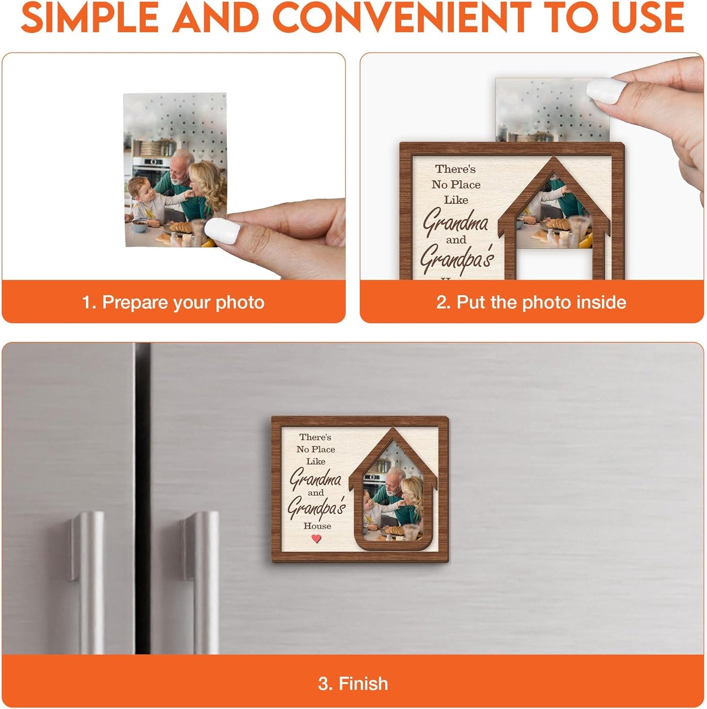 Magnetic Picture Frames - GRANDMA & GRANDPA'S HOUSE - Christmas Gift for Grandparents - Unique Magnet Photo Frame For Women, Men - Magnetic Frames for Refrigerator, Locker & More