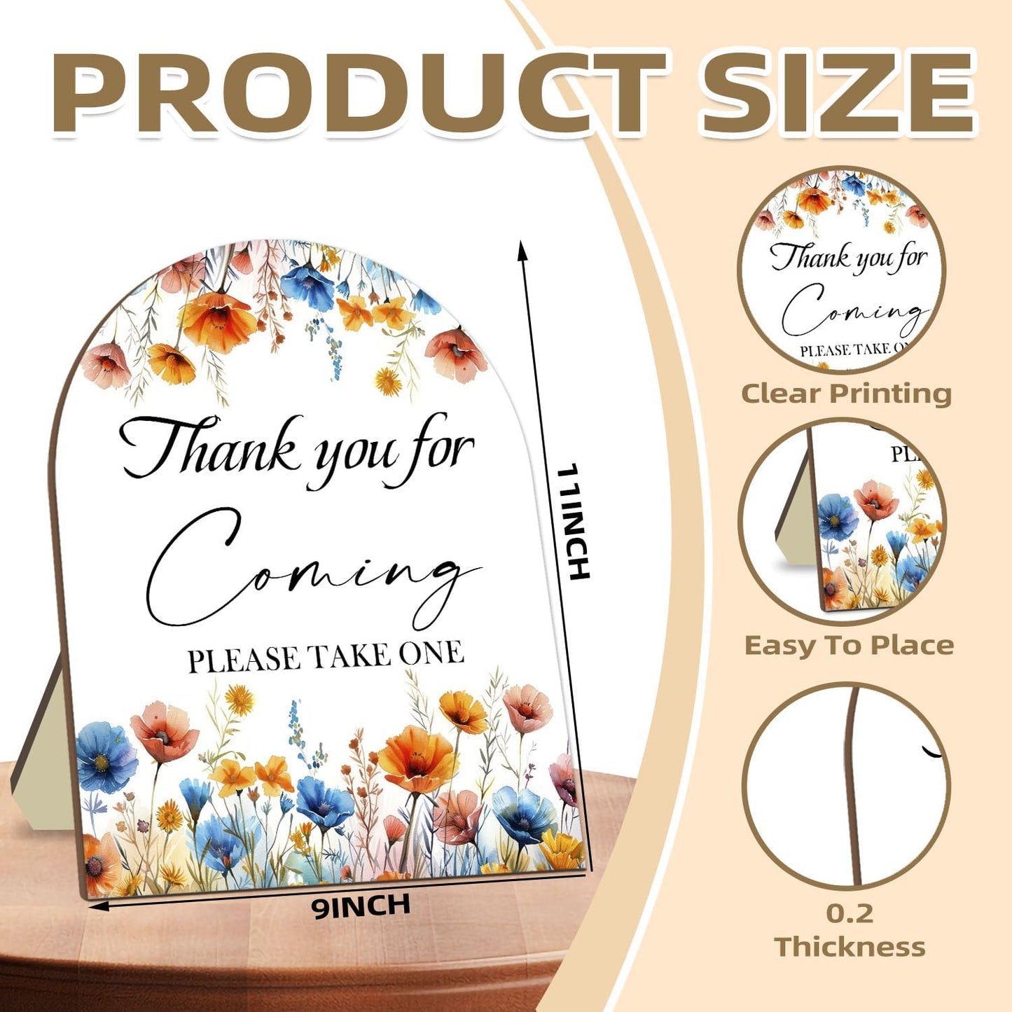 Thank You for Coming Please Take One Sign, Floral Decor Wedding Shower Favors, Bridal Shower Gifts, Modern Wooden Sign, 9x11 inches