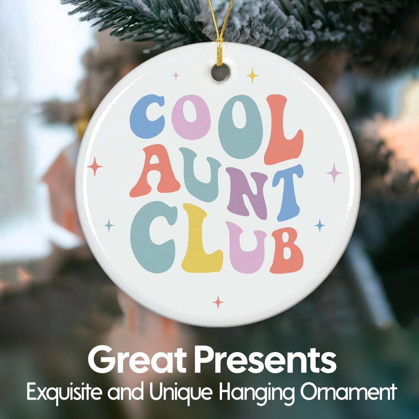 NewEleven Gifts for Aunt from Niece, Nephew for Auntie, Sister - Auntie Announcement, Promoted to Aunt, Best Aunts Ever Gift - Christmas Tree Decoration Ceramic Ornament