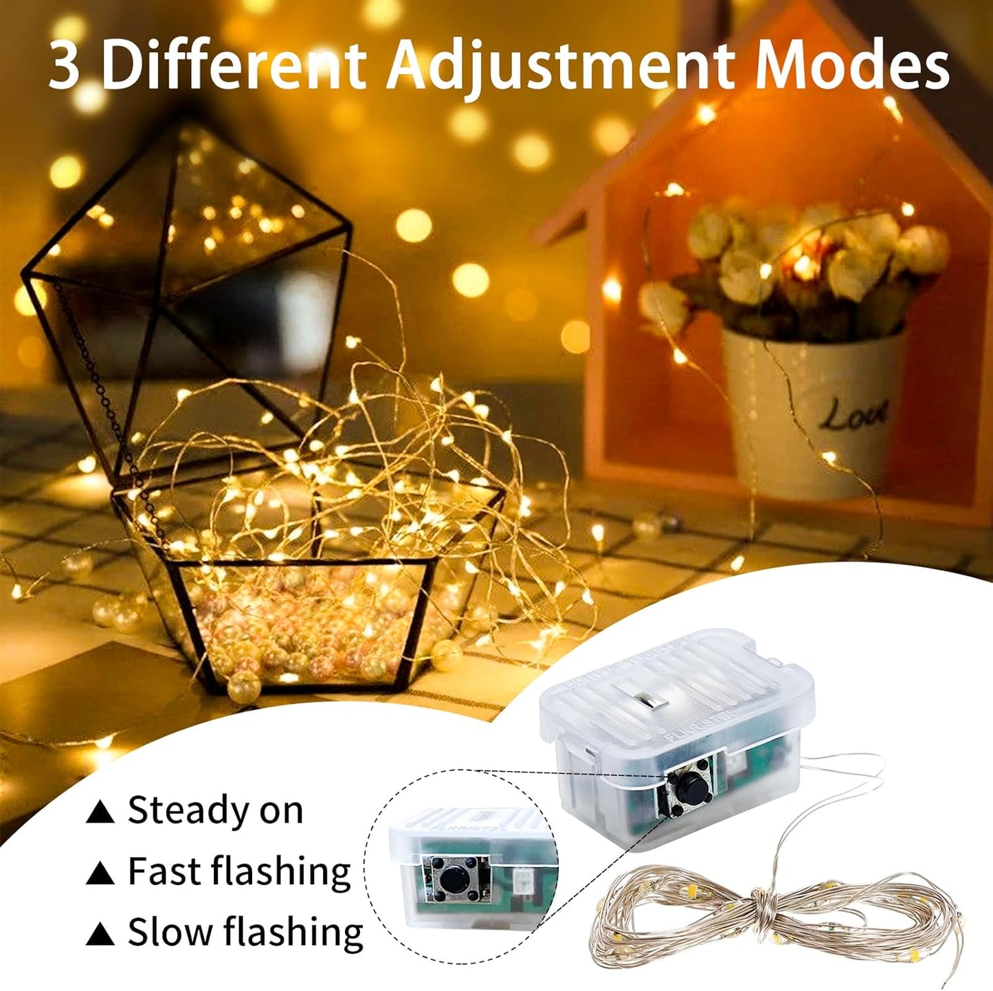 12 Pack Fairy Lights 7Ft 20 LED Twinkle String Lights 3 Modes Battery Operated Waterproof Firefly Starry for Mason Jar Party Wedding Christmas Valentines Day Table Centerpieces,Warm White