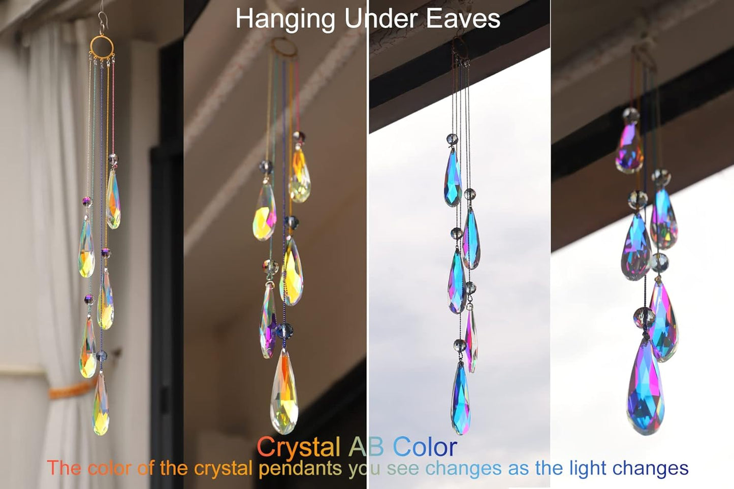 Crystals Teardrop Prisms Suncatcher Hanging Ornament Rainbow Maker for Home,Garden Decoration (Colorful Blue)