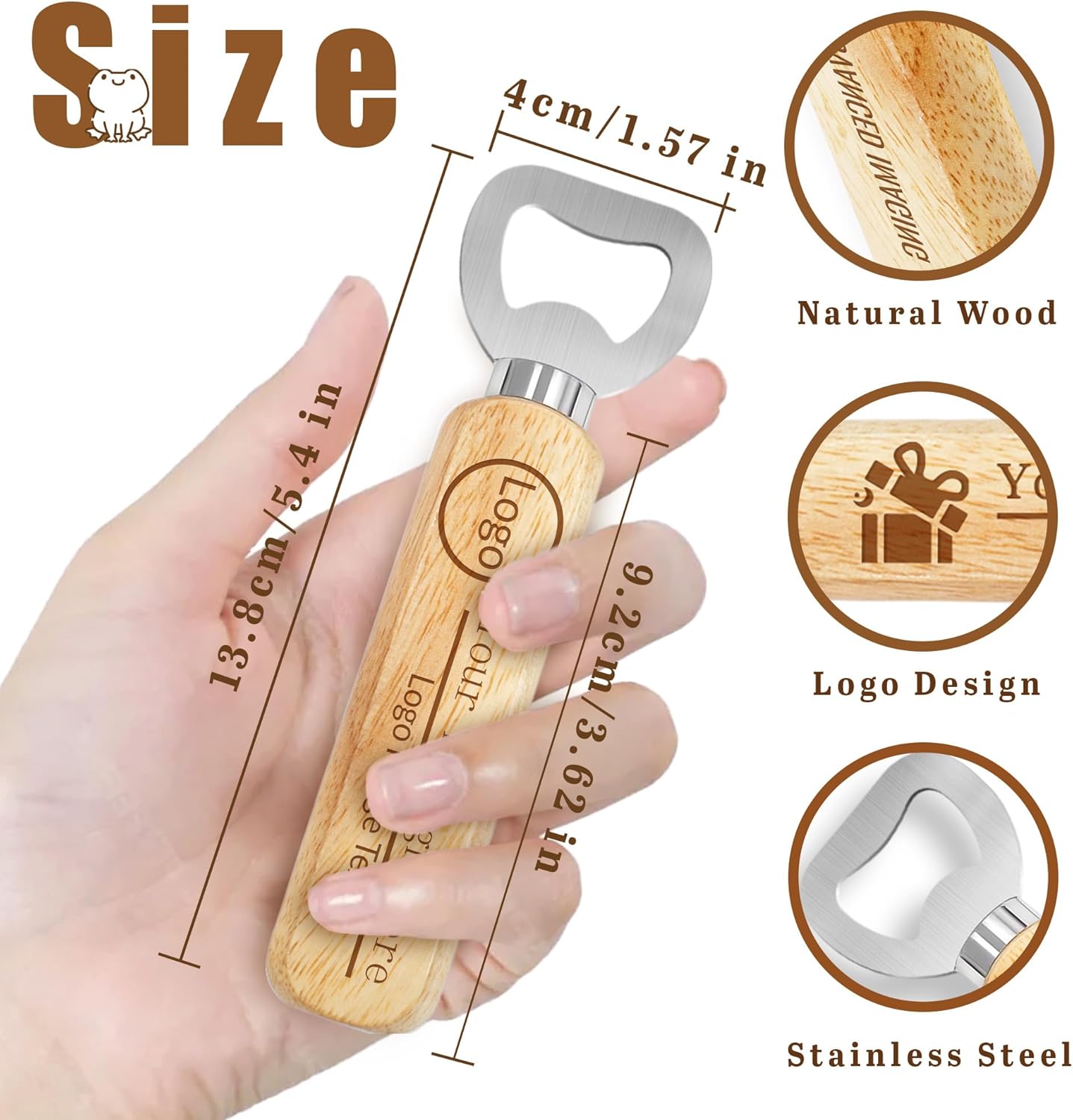15-100 PCS Personalized Bottle Openers with Wooden Handle, Bulk Customized Text/Logo/Photo Beer Bottle Opener, Laser Engraved, Bar Party Favors, Family Reunion Wedding, Birthday