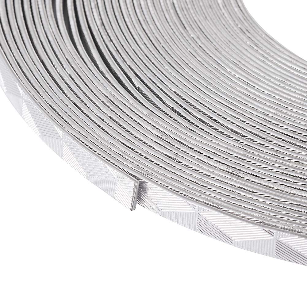 Fashewelry 32.8 Feet 5mm Aluminum Flat Artistic Wire Silver Bendable Metal Craft Wire for Beading for Bezel Sculpting Armature Jewelry Making Gem Metal Wrap