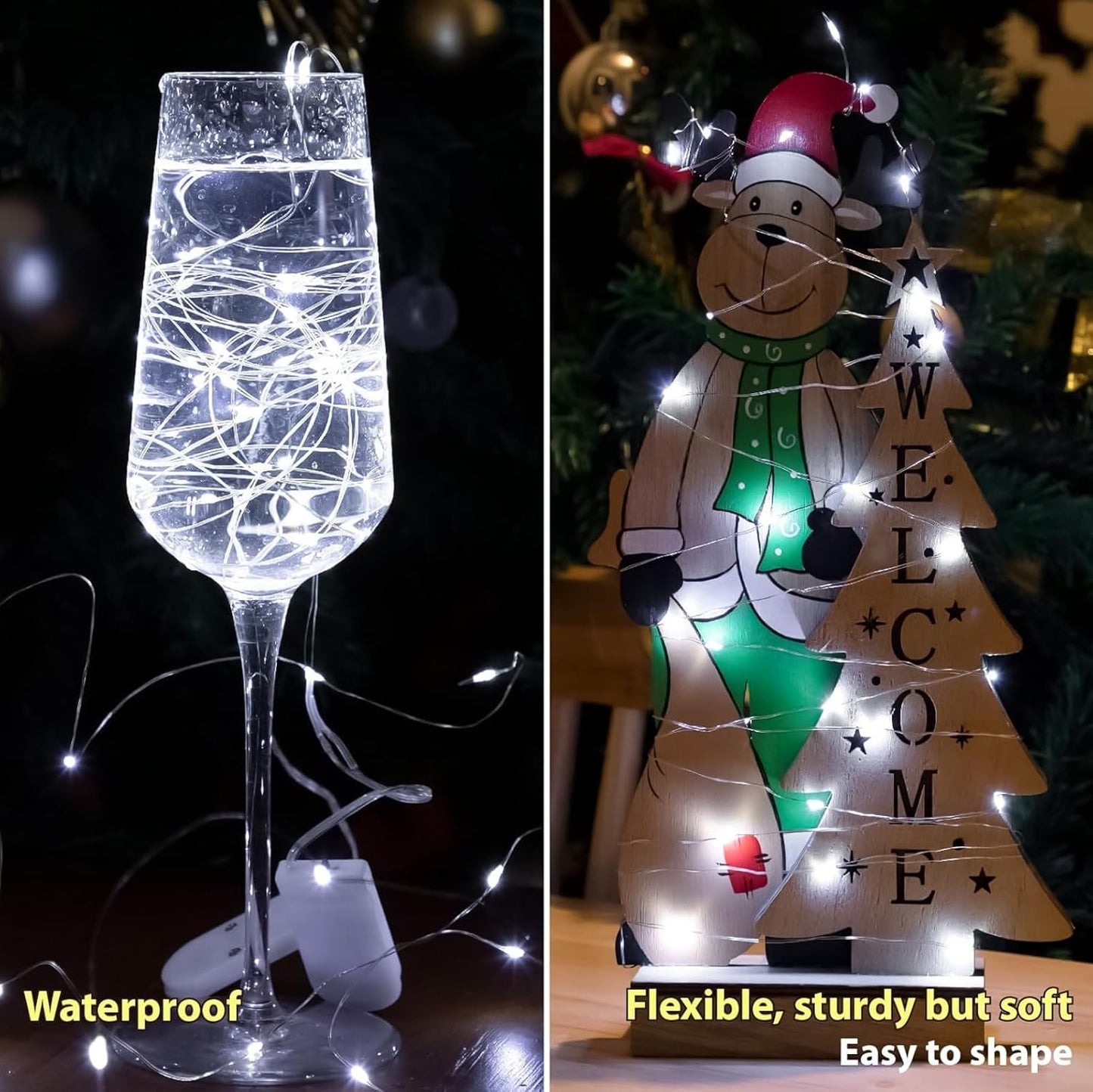 HXWEIYE 6 Pack White Fairy Lights Battery Operated, 7ft 20LED Mini Fairy Mason Jar String Light, Waterproof Firefly Starry Lights for DIY Wedding Party Bedroom Patio Christmas Décor