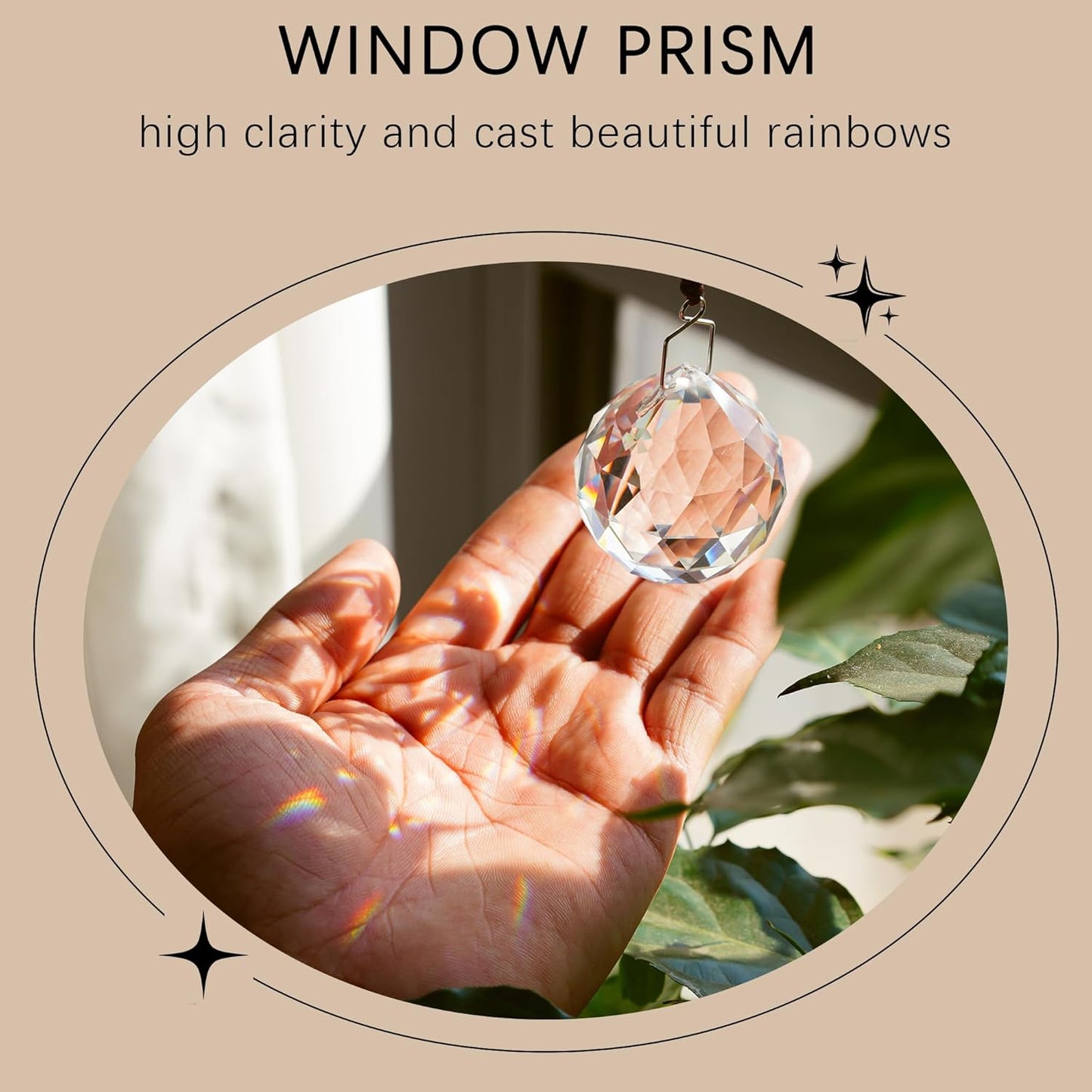 HDCRYSTALGIFTS 4 Pack 40MM Clear Crystal Prism Ball Suncatchers Rainbow Pendants Maker, Hanging Crystals Chandelier Prisms for Windows Home Decoration