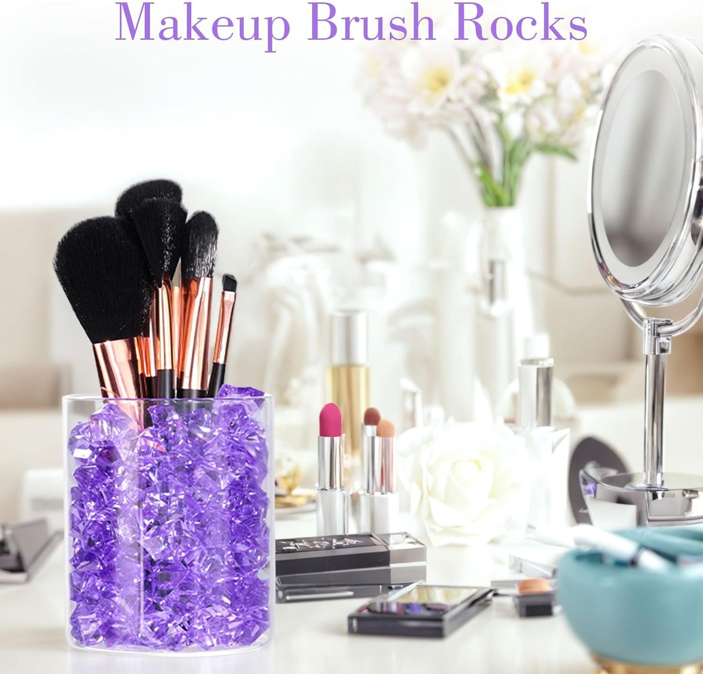 DomeStar Purple Fake Ice Rocks, 150PCS Acrylic Gems Crystals Plastic Diamonds Centerpiece for Vase Fillers Wedding Party Table Scatter