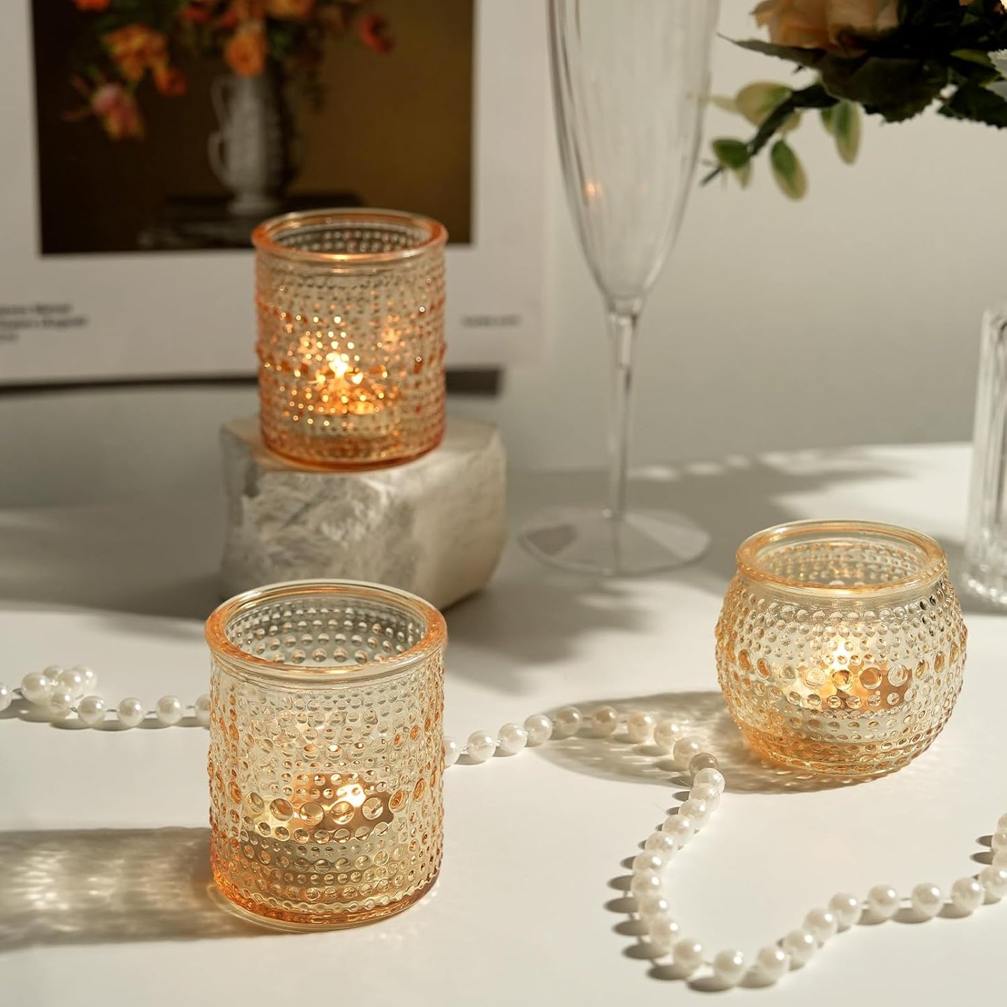 36ps Votive Candle Holders, 2x2.5inchs Gold Tea Light Candle Holders Glass for Table Centerpiece, Votives Candle Holders for Wedding, Bridal Shower and Tea Party Decorations (Gold)