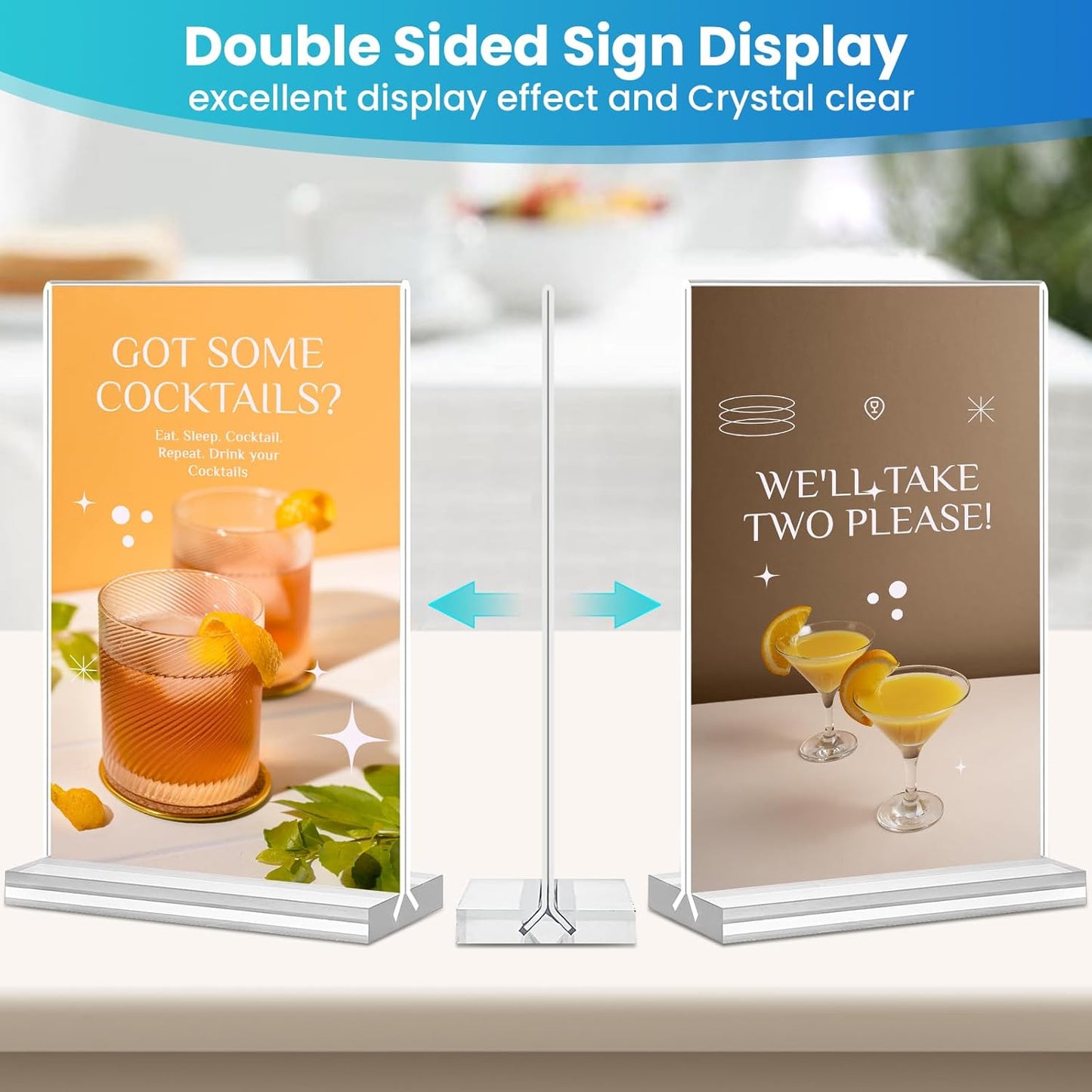 Acrylic Sign Holder 4x6, 24 Pack Clear Table Menu Vertical Clear Table Double Sided Flyer Display, Plastic Flyer Display Stand,Paper photo Plastic Sign Frame Suitable for Restaurants Office Store Show