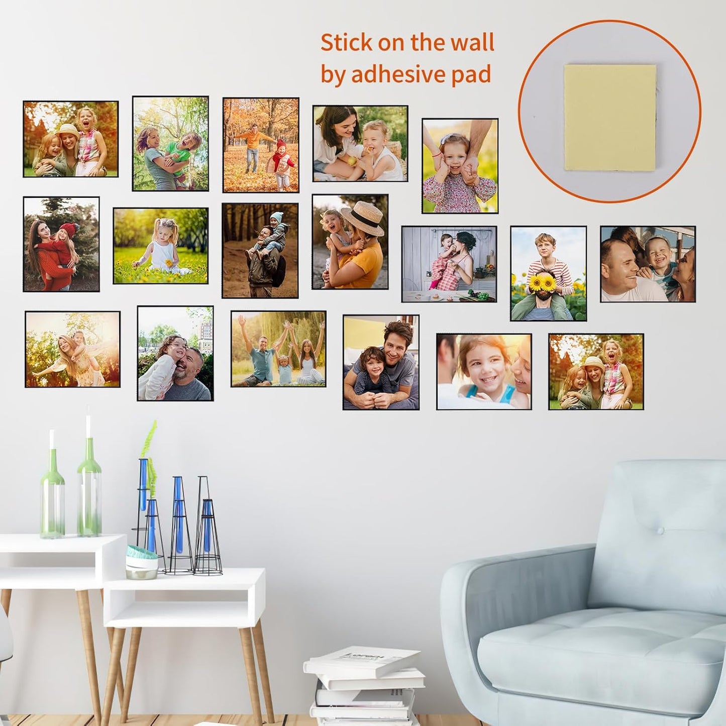 CRUGLA 18 Packs 8x10 Magnetic Picture Frames for Refrigerator, 8x10 Magnetic Sheet with Self-Adhesive Backing, 8 by 10 Magnet Frame with 3M Adhesive Pad for Glass Window Door Cubicle Tile Wall