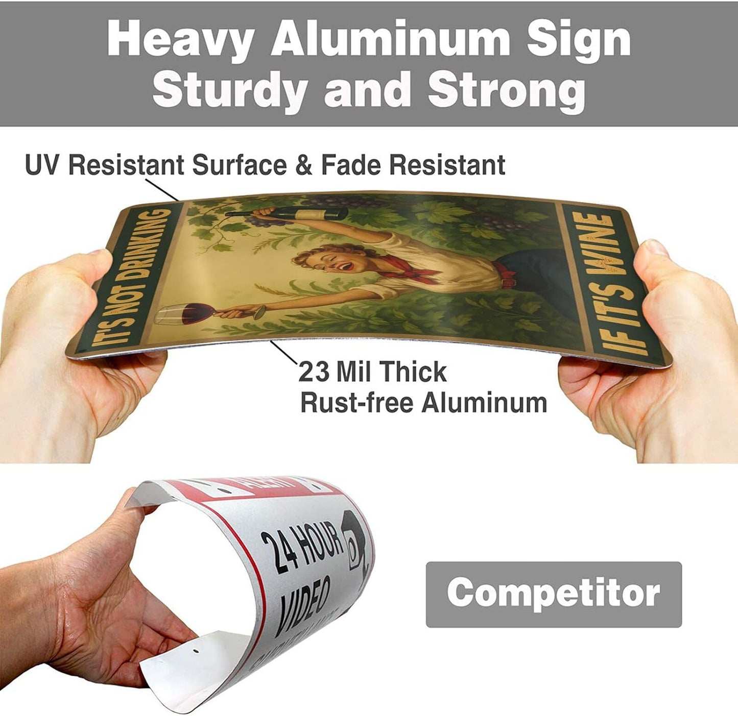 Funny Wine Aluminum Sign - "It's Not Drinking If It's Wine" - Vintage Metal Wall Decor for Bar, Kitchen, or Home - 8"x12"