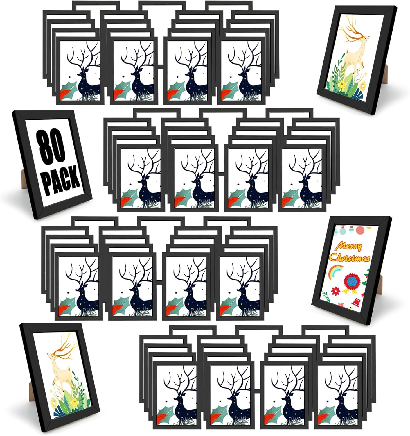 Set of 80 Picture Frame Bulk Photo Frames Wall Mounting Simple Photo Frames Picture Frames for Wall or Tabletop, 4x6 Black