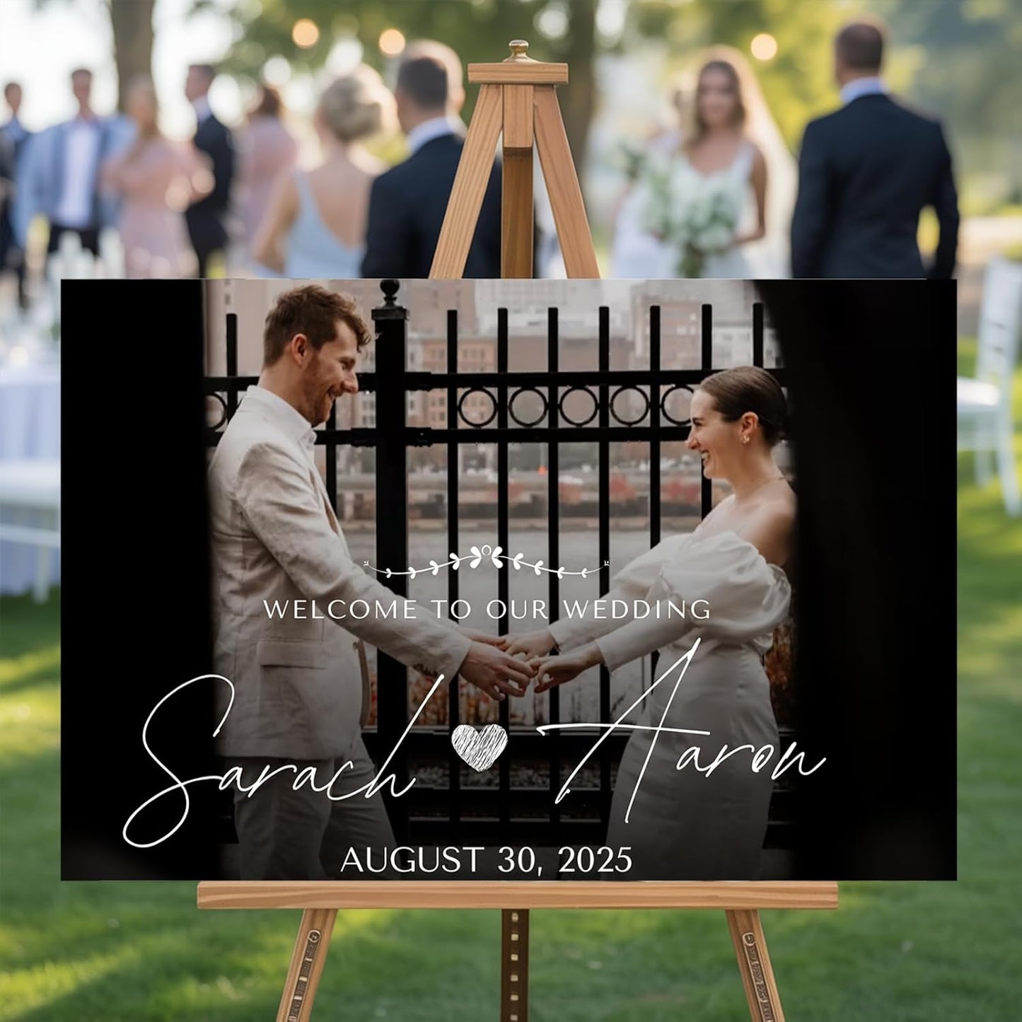Personalized Wedding Welcome Sign for Bride & Groom, Customized Welcome to The Night Board for Ceremony or Reception, Bridal Party, Canvas Poster Decor for Weddings with Photo