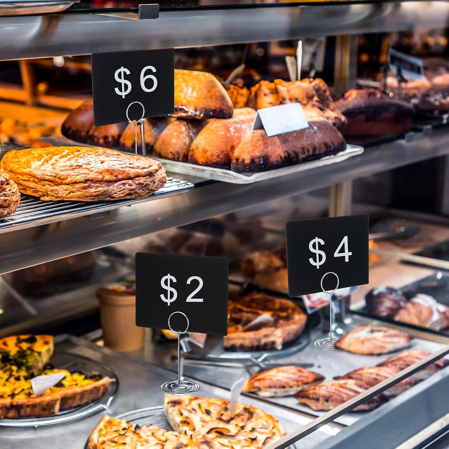 TecUnite 24 Pack Mini Chalkboard Signs, 4"x3" Small Table Place Cards with Metal Stand and 2 Marker Pens Food Labels for Party Buffet, Tabletop Blackboard Signs Name Tags for Wedding Bakery(Sliver)