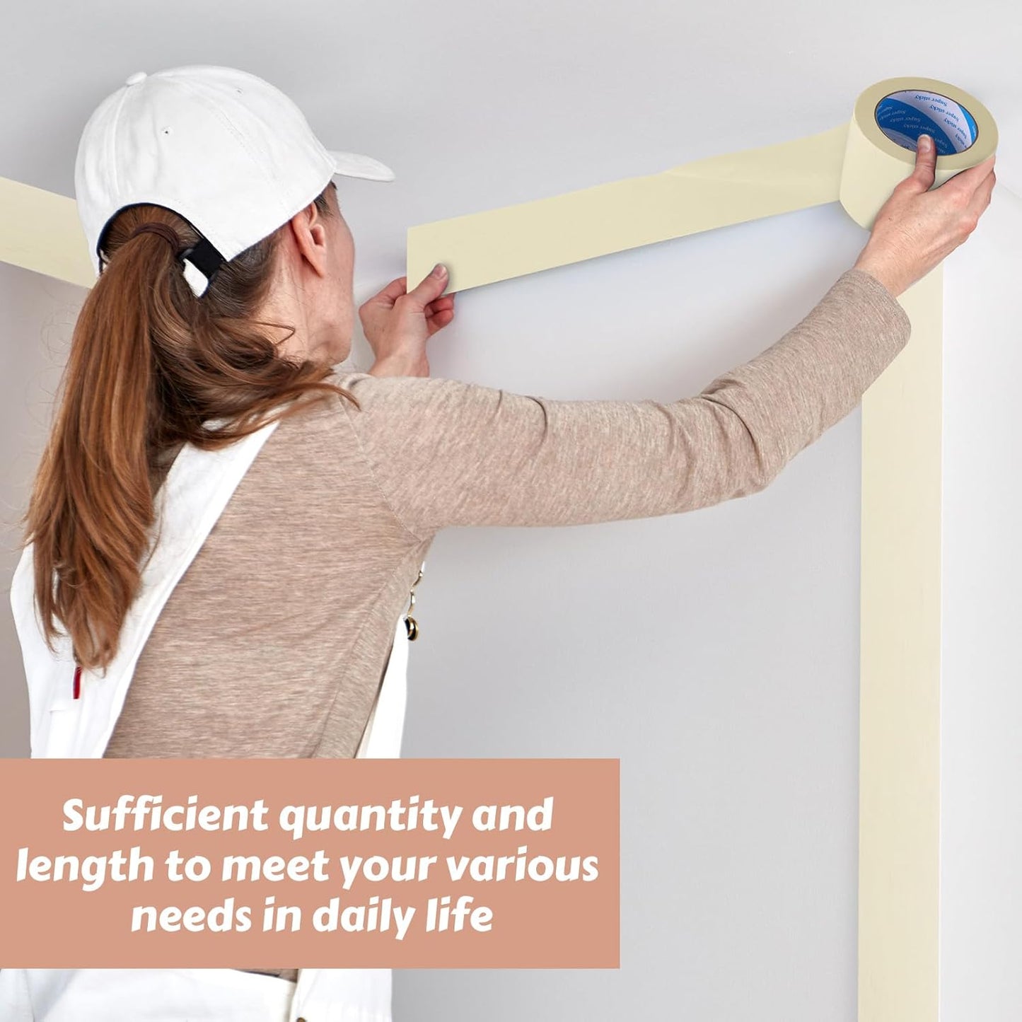 Masking Tape Bulk General Purpose Masking Painting Tape 55 Yards for Painting Home Office School Stationery Arts Crafts Basic Use, Easy Removal(3 Rolls,6 Inch)