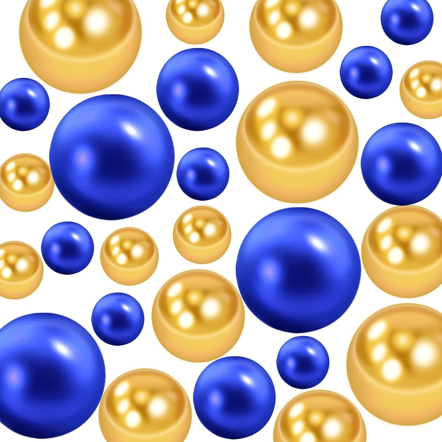 300Pcs Vase Filler Blue and Golden Yellow No Hole Faux Pearl Beads for Vase Filling Decorations, Candle Centerpieces, Wedding Centerpieces, Home Party Decor (8/14/20mm)