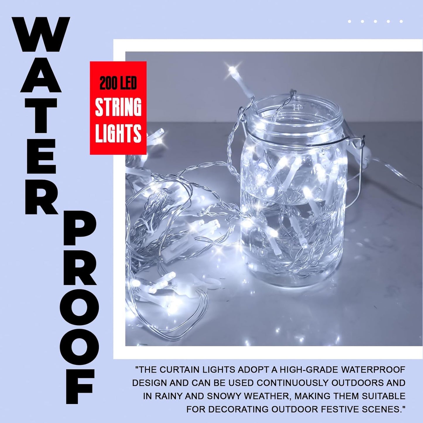 Curtain Light for Bedroom, 200LED 6.6x6.6ft White Window Wall Hanging Fairy Curtain String Light, 8 Modes Remote Fairy String Lights Indoor for Wedding Party Home Garden Decorations