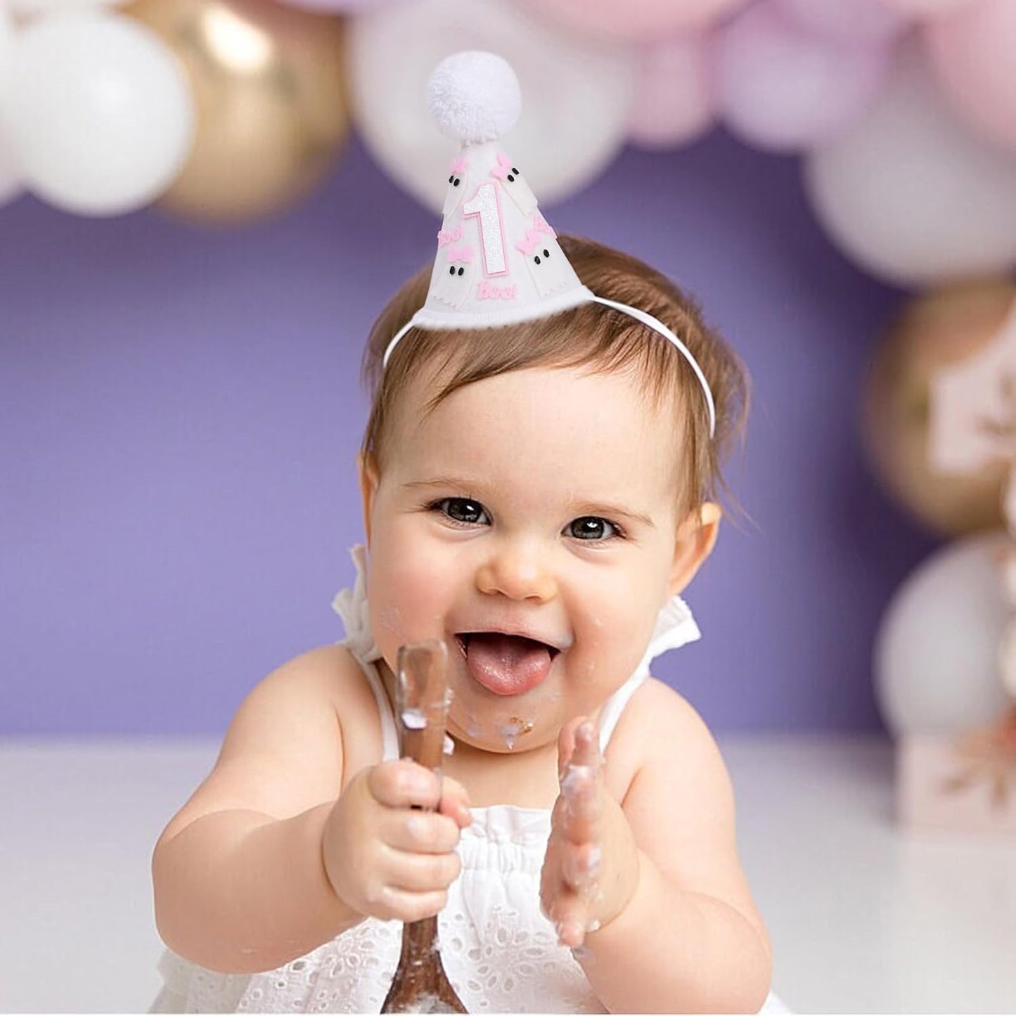 WAOUH Half Birthday Hat - Bow Cake Smash Crown for 6 Month Baby, Mini Photo Prop