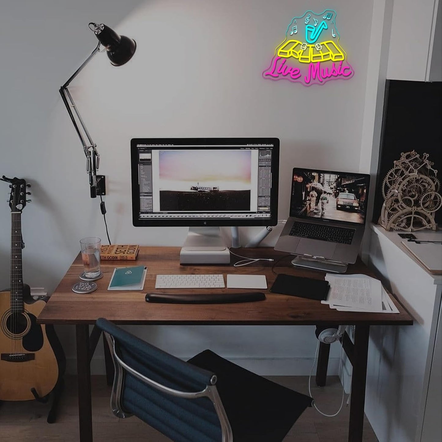 Live Music Neon Sign Jazz Neon Signs For Wall Decor Saxophone Led Lights Colorful Light Up For Music Studio Bar Club Party Live House Singing Lover Bedroom Decoration Gifts