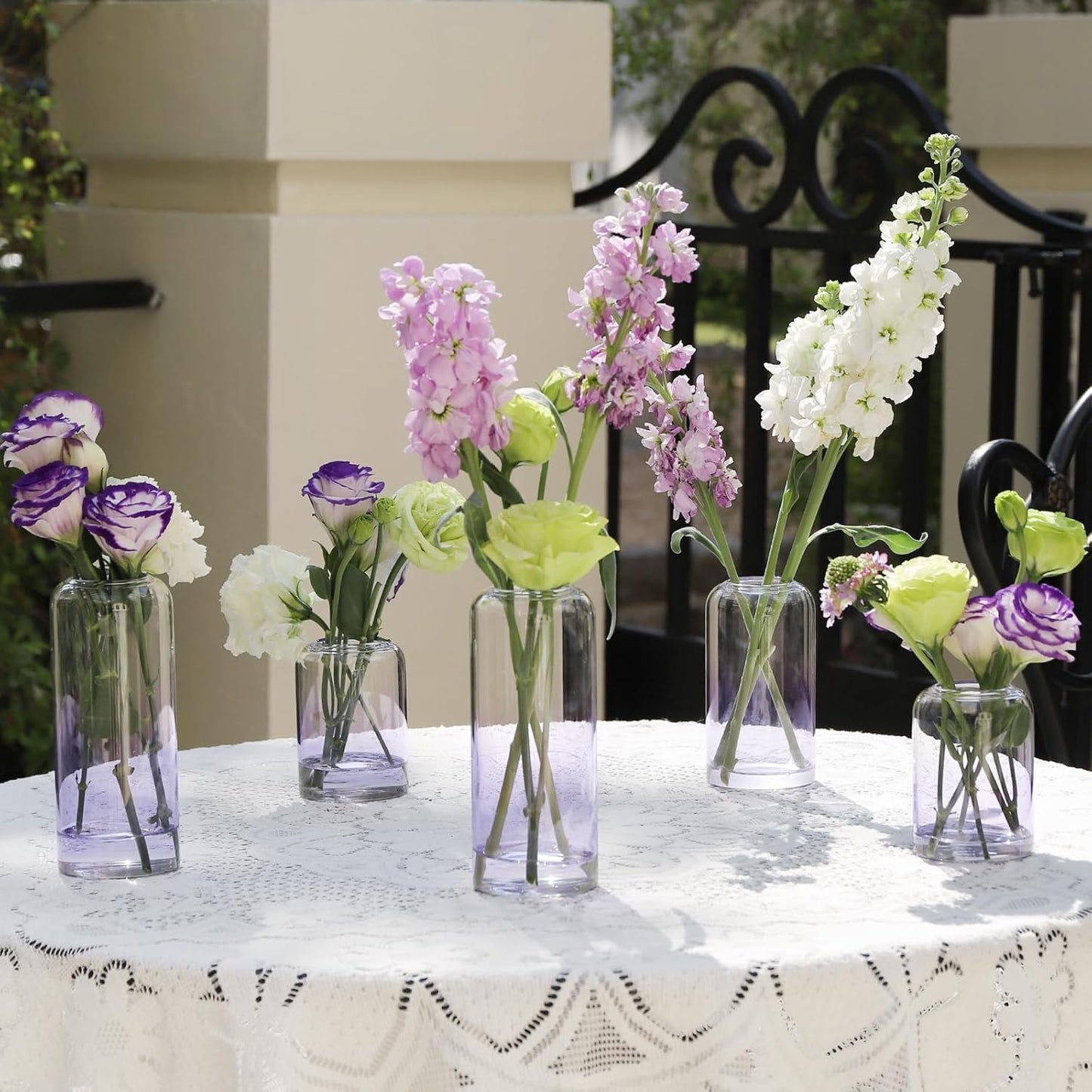 12Pcs Purple Vase Glass Bud Vases Set, Small Vases for Flowers, Modern Cylinder Flower Vases for Wedding Centerpiece, Living Room Decorative, Home Decor (Purple)