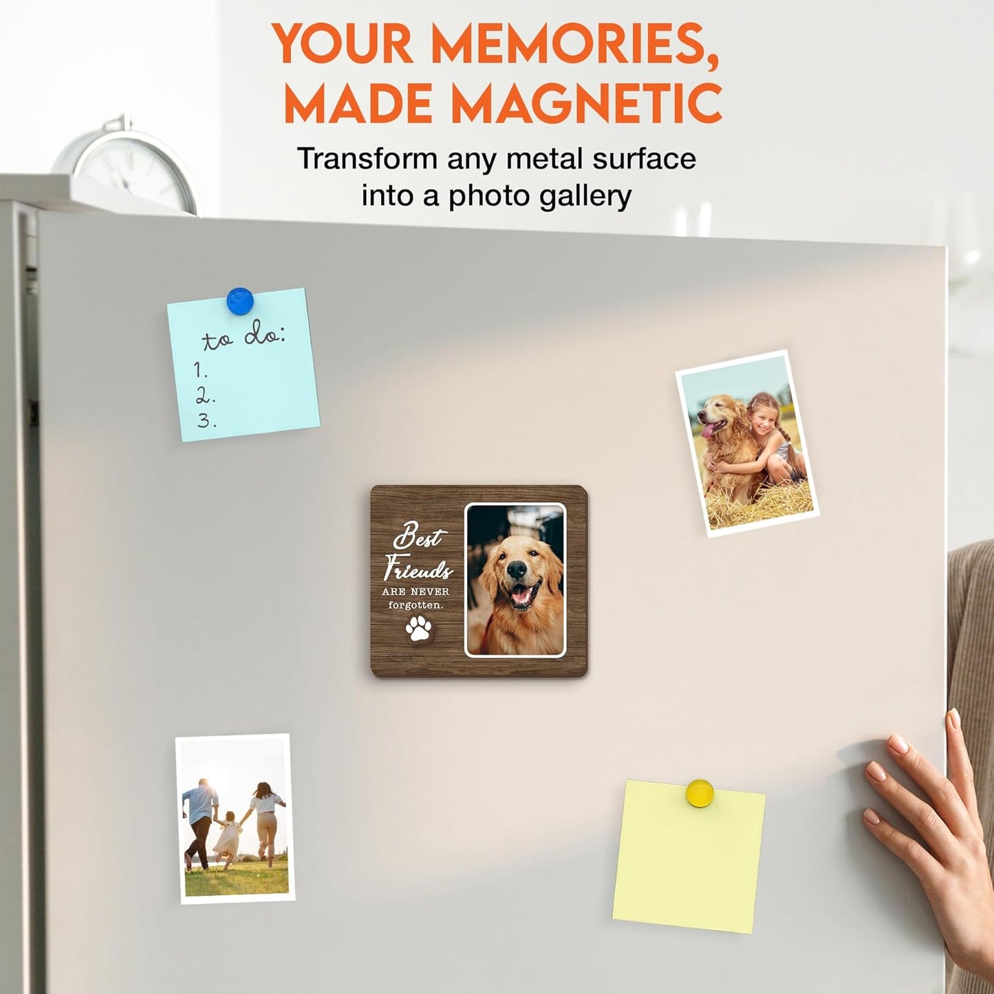 Magnetic Picture Frames - BEST FRIENDS ARE NEVER FORGOTTEN - Pet Memorial Gifts for Loss of Dog Cat - Sympathy Gift for Women Men - Dog Cat Bereavement Remembrance - Fridge Magnetic Frames