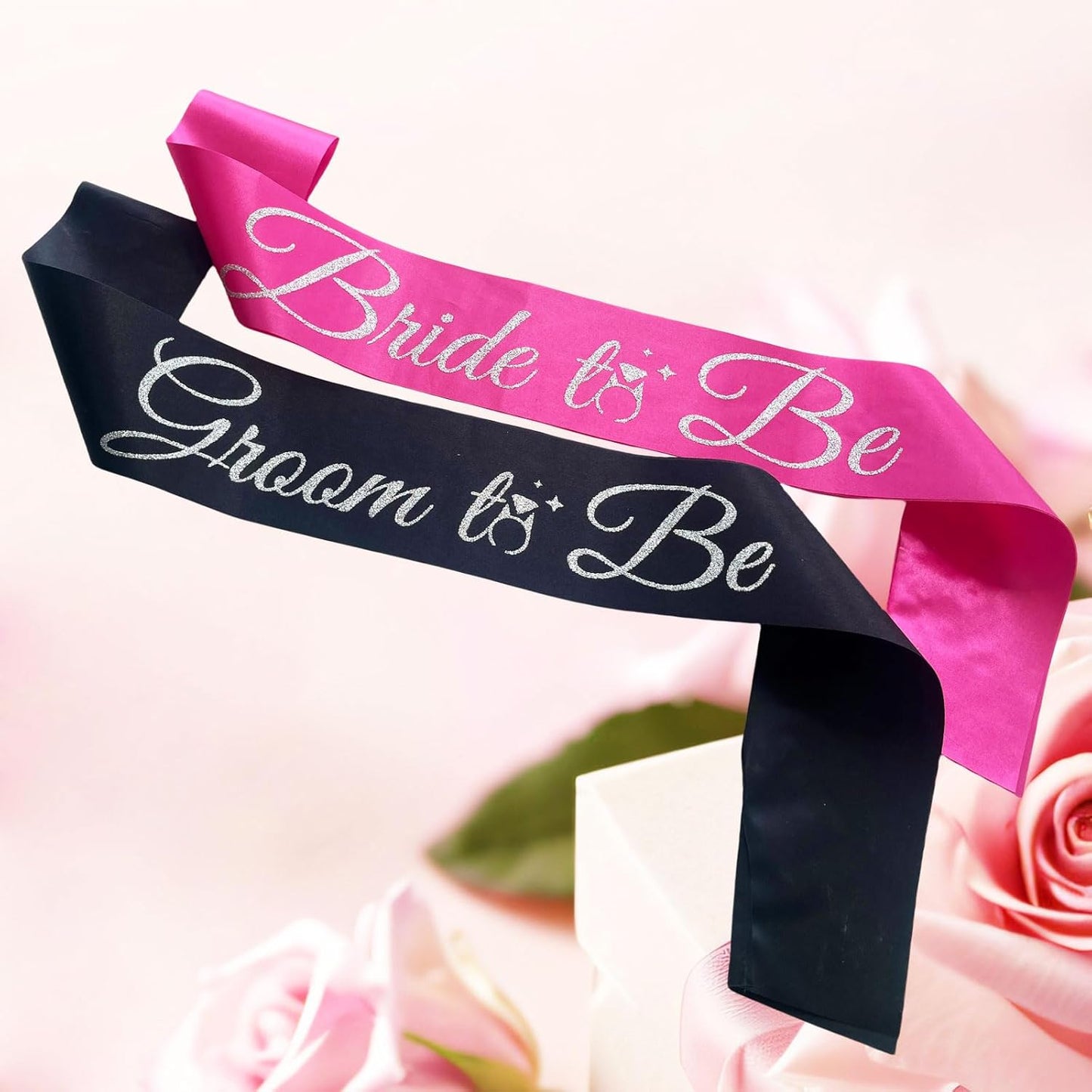 Bride Sash Bachelorette Party Bride and Groom to Be Sash for Bridal Shower Wedding Hen Party Decorations Engagement Gifts,Hot Pink