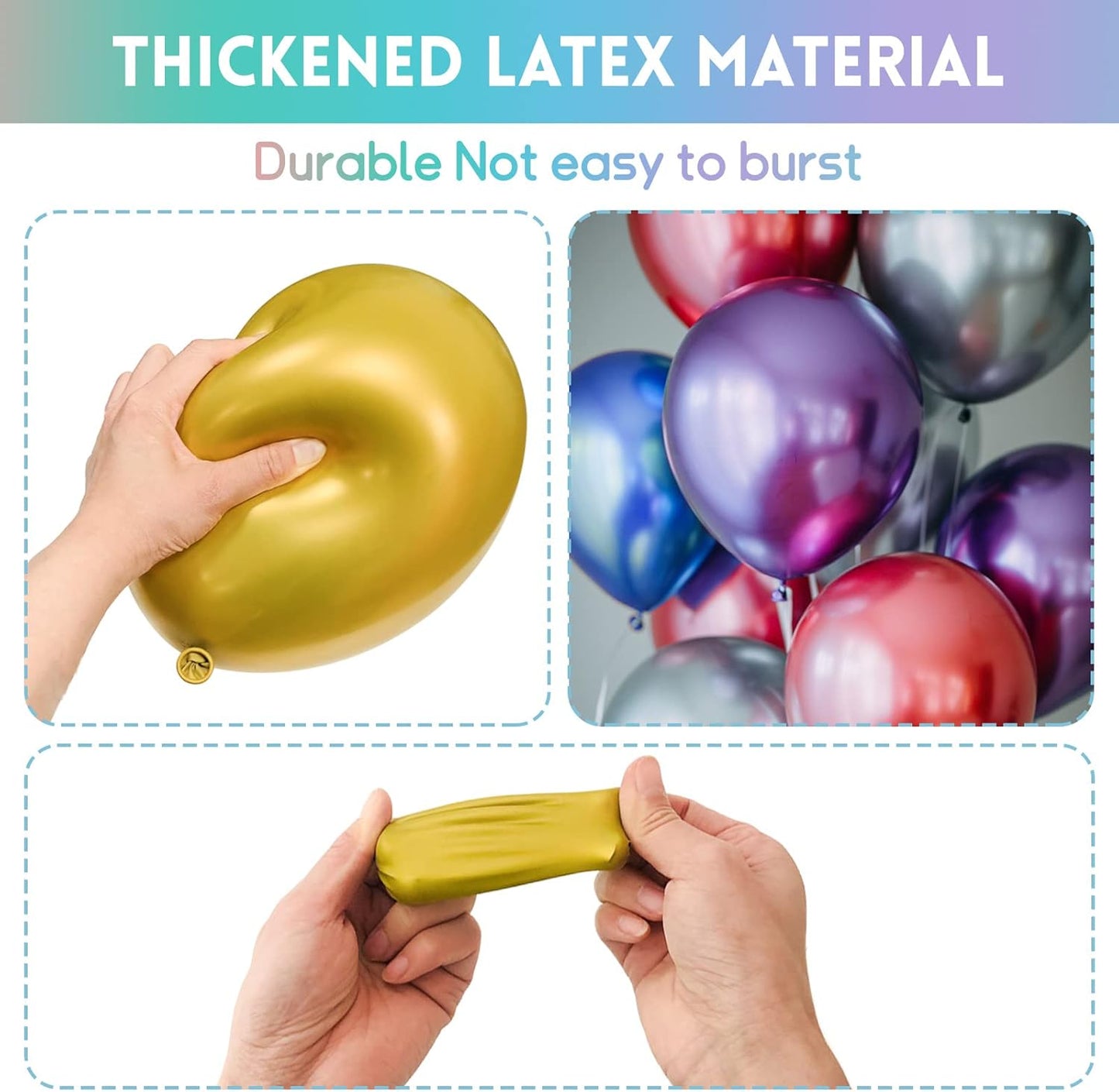 Colorful Party Balloons 12inch, 100Pcs Thickened Assorted Color Metallic Latex Balloons for Wedding Birthday Baby Shower (Multi)